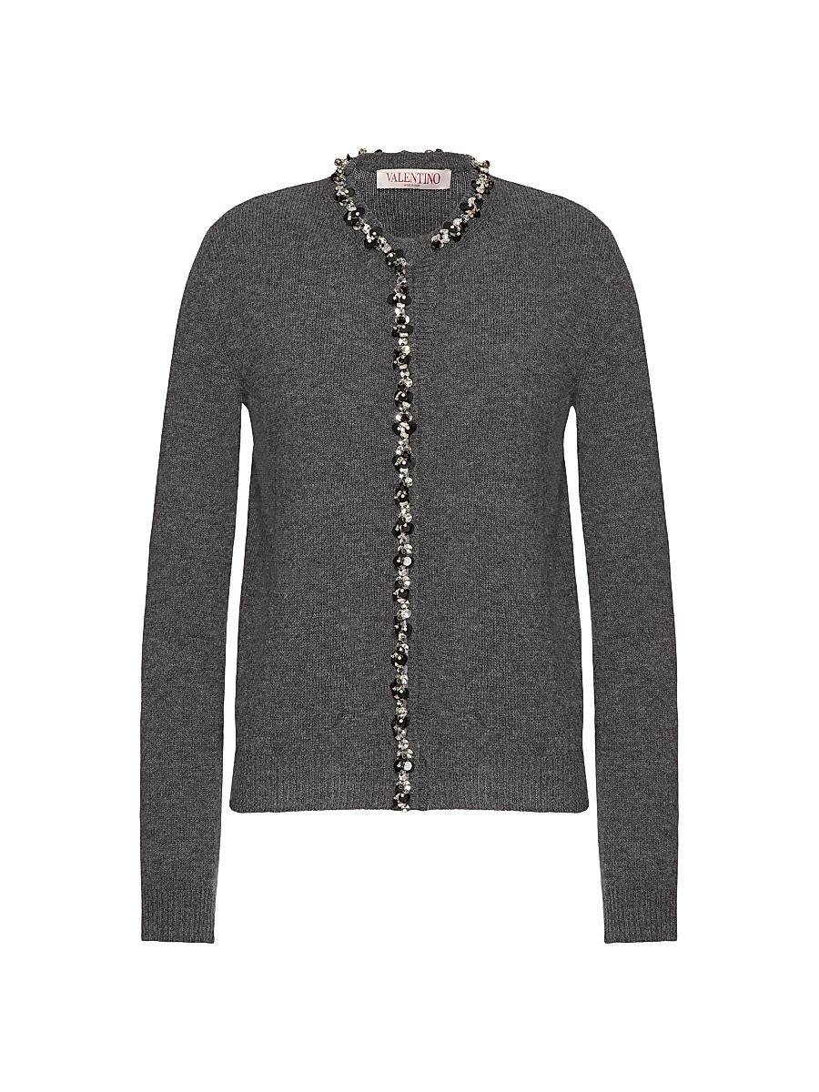 Womens Embroidered Wool Cardigan Product Image