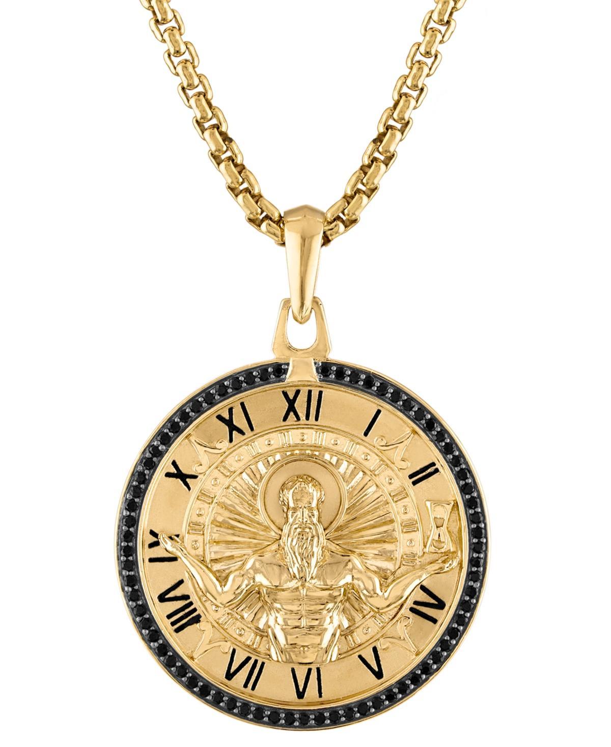 Bulova Mens Gold Tone Sterling Silver Long Double Sided Pendant Necklace Product Image