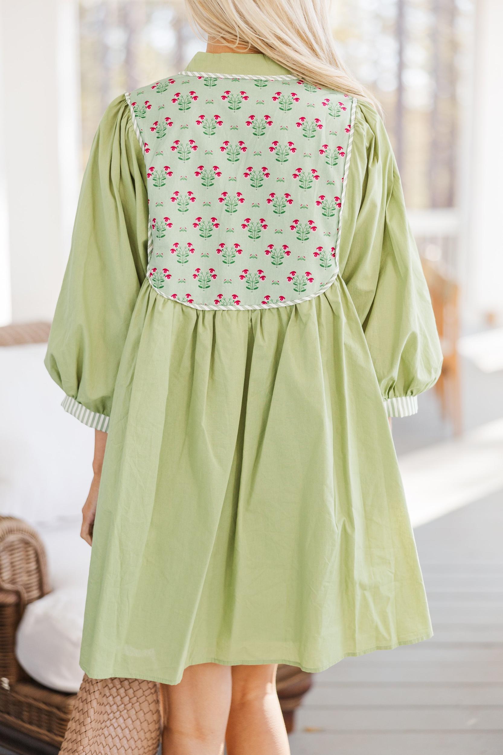The Finesse Olive Green Medallion Dress Female Product Image