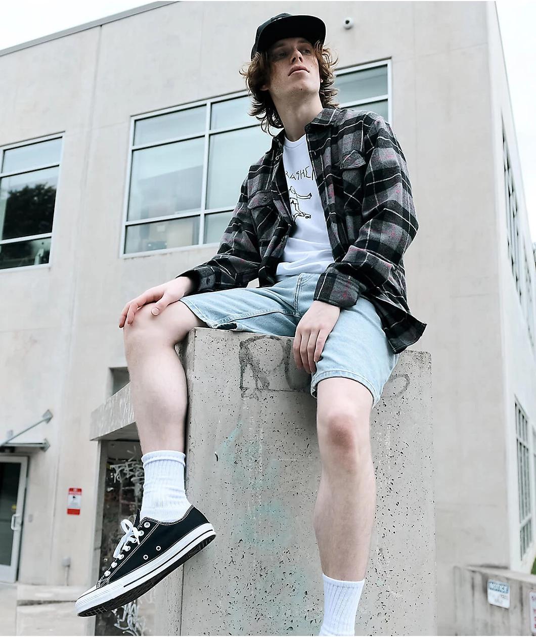 Empyre Scramble Grey Denim Skate Shorts Product Image