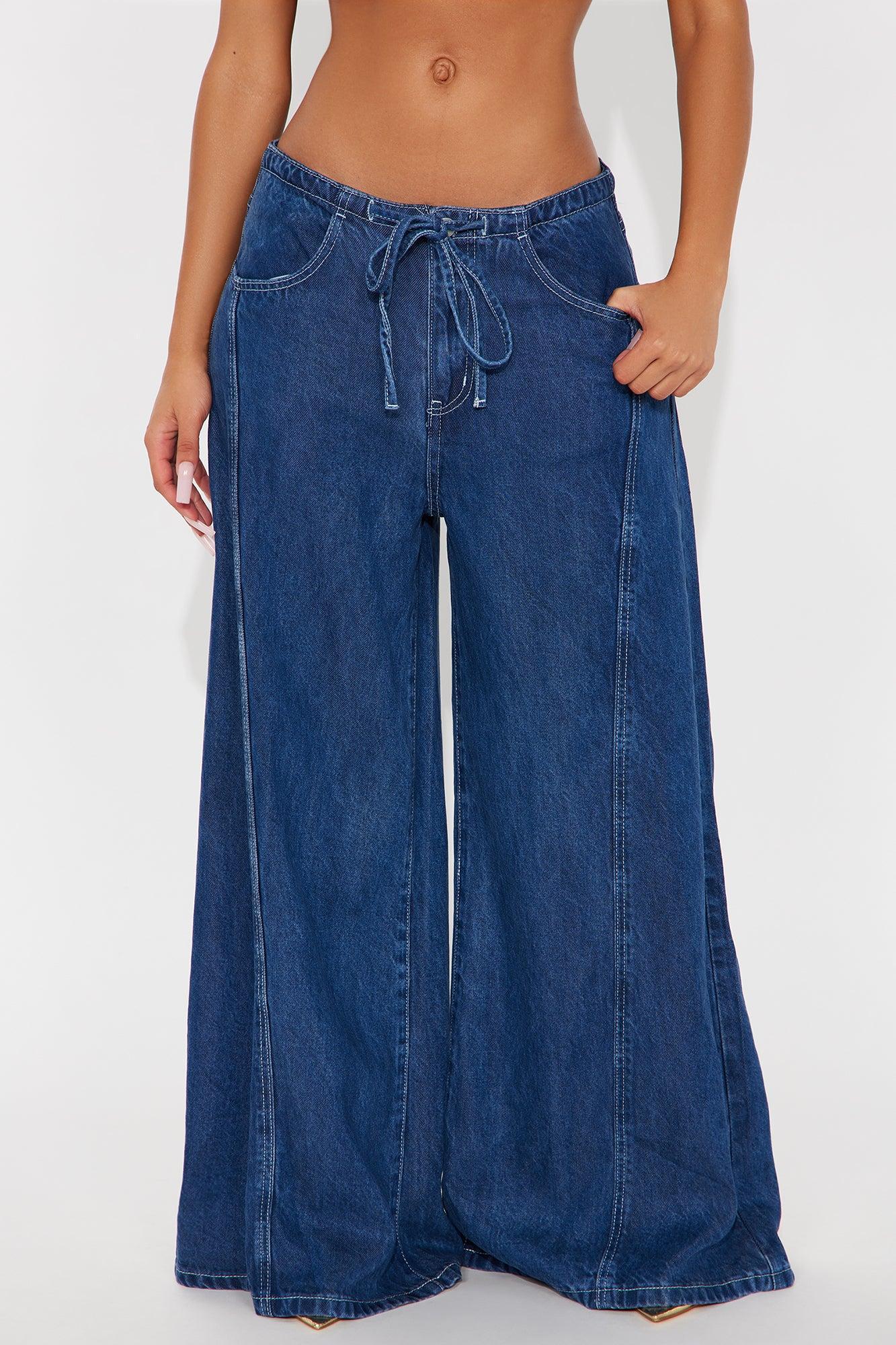 Lovely Day Drapey Wide Leg Jeans - Medium Wash Female Product Image