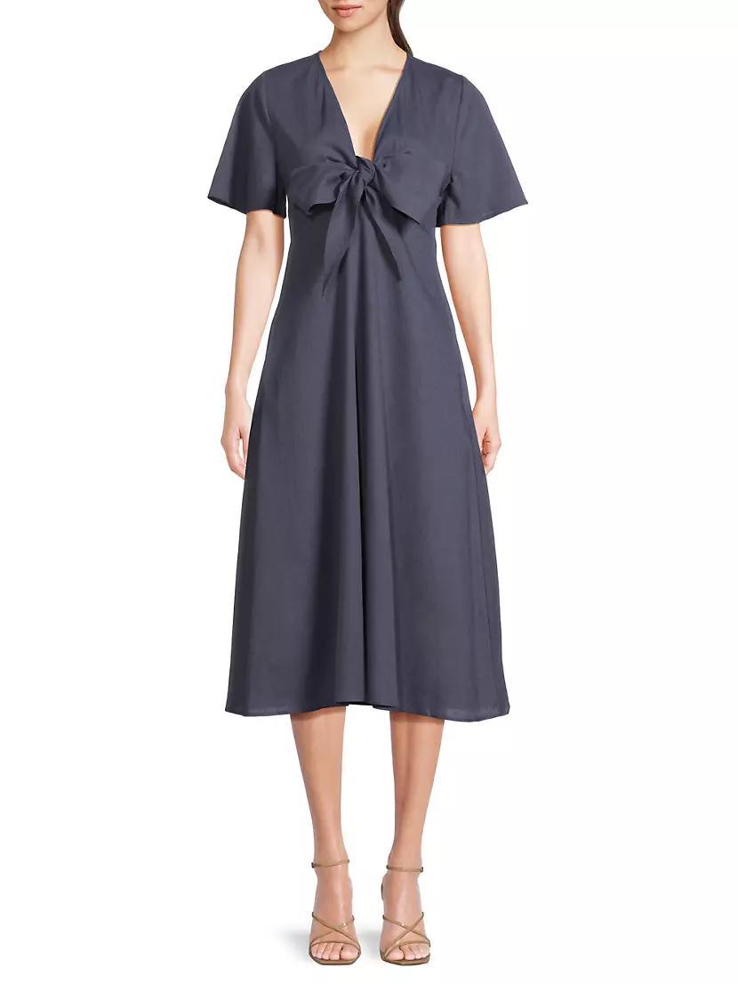 Fiorella A-Line Cotton & Linen Midi-Dress Product Image