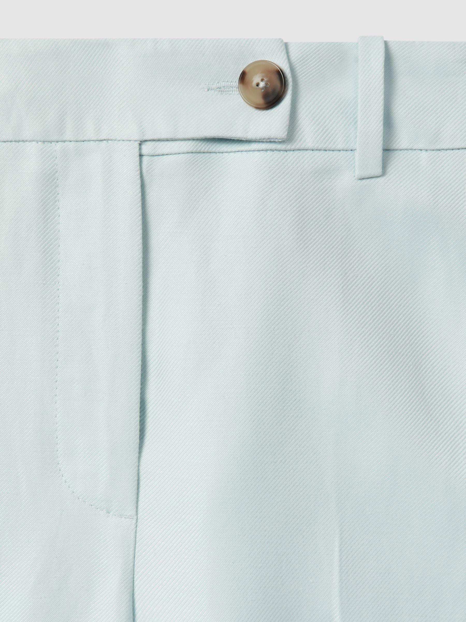 Viscose-Linen Wide Leg Suit Trousers in Blue Product Image