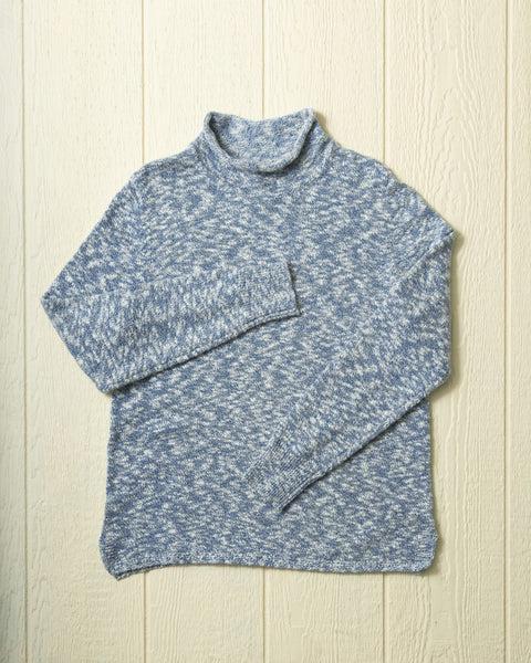 Homespun Fisherman's Sweater in Navy Marl/Natural Product Image