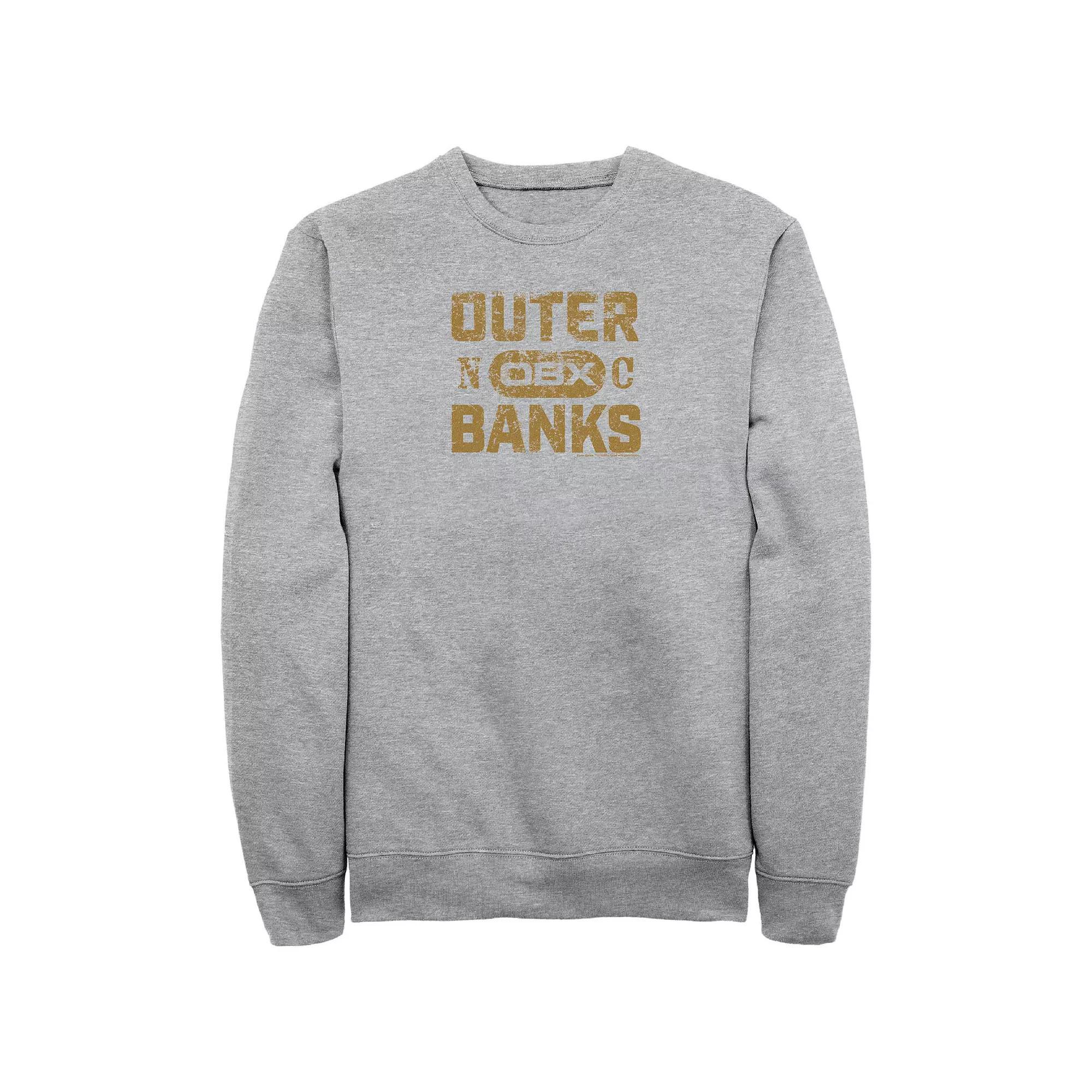 Big & Tall Outer Banks Distressed Logo Fleece Sweatshirt, Men's, Size: 5XB, Athletic Grey Product Image