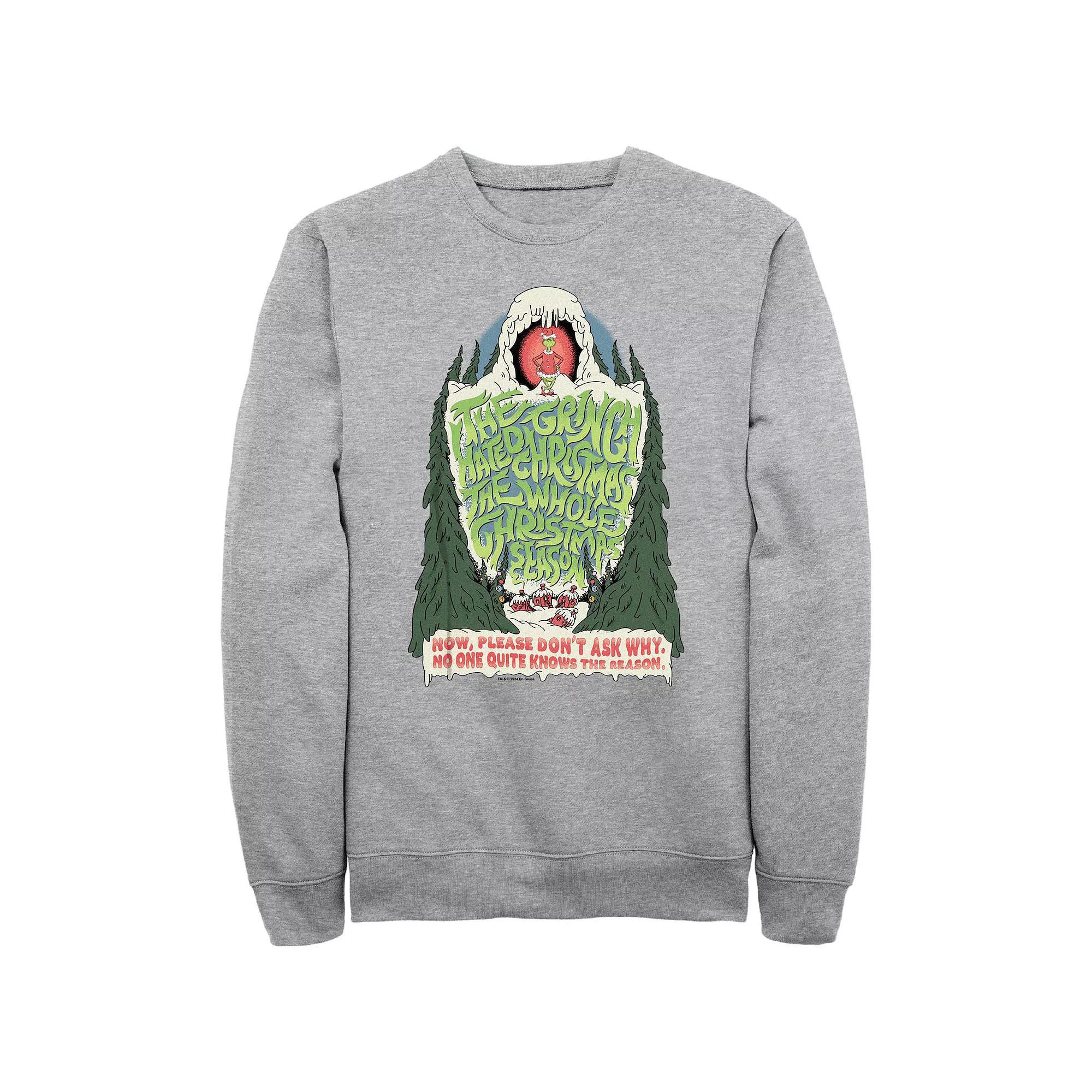 Big & Tall Dr. Seuss Grinch Hated Christmas Graphic Fleece, Men's, Size: XXL, Athletic Grey Product Image