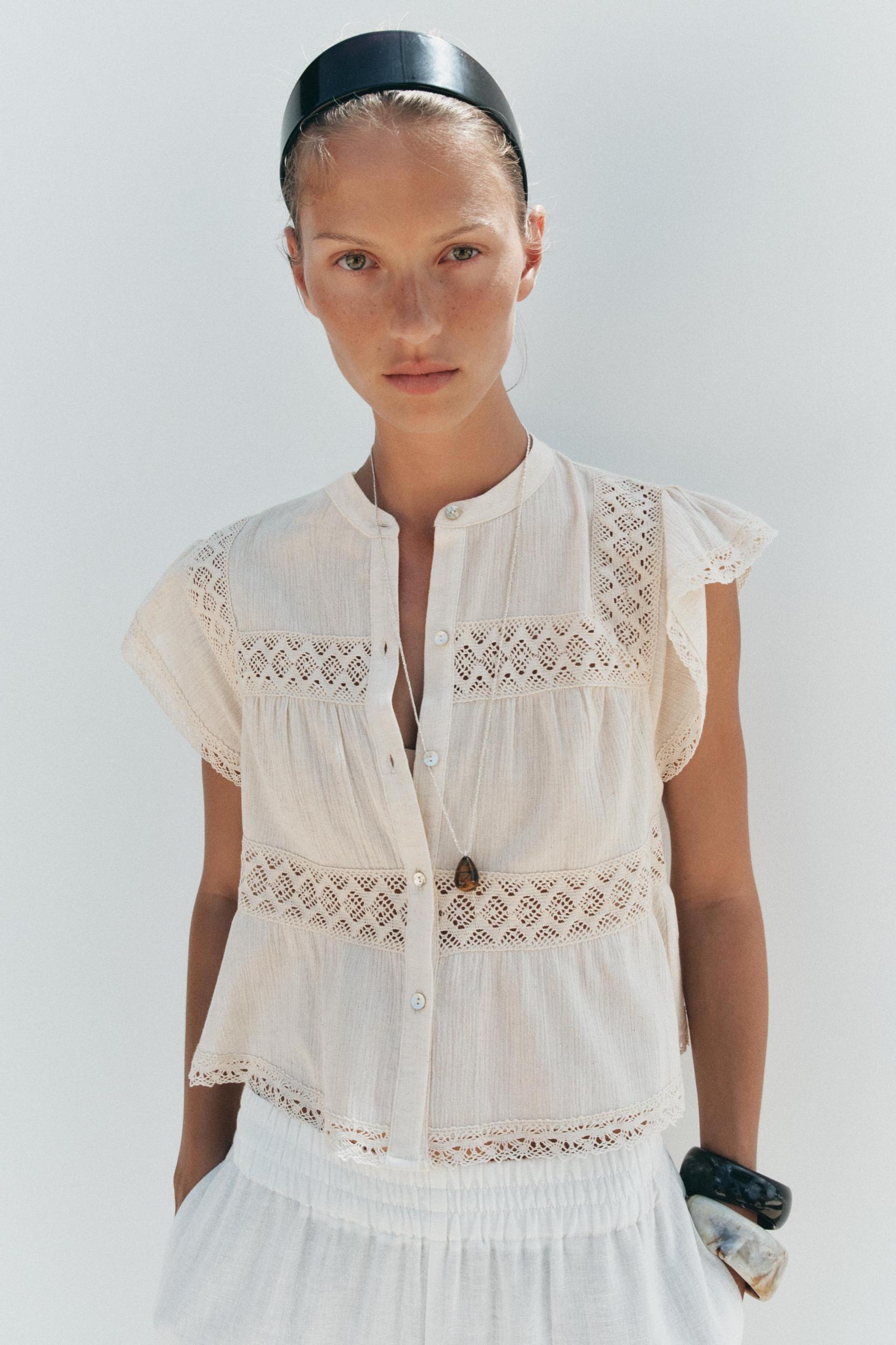 RUSTIC CROCHET LADDER STITCH TOP Product Image