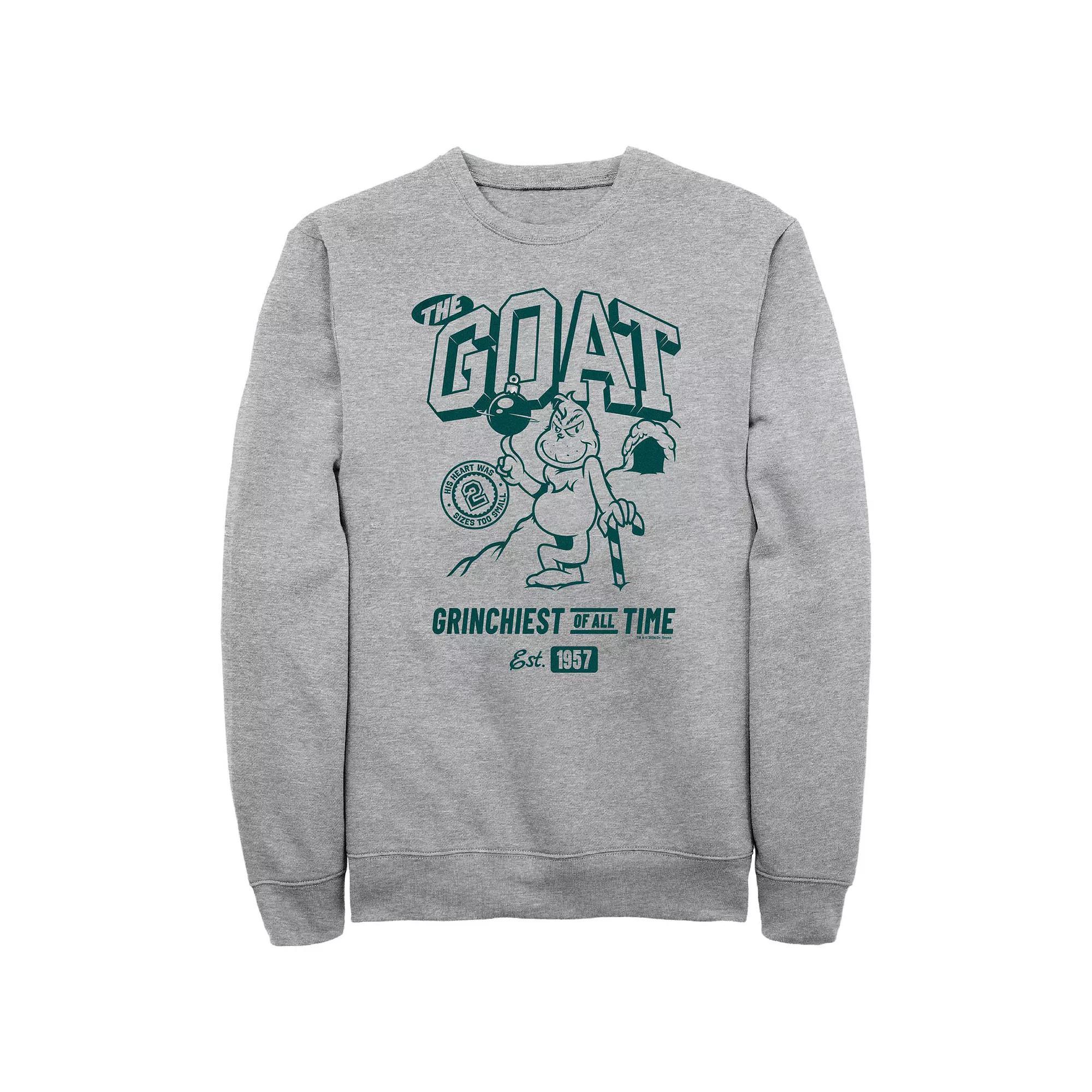 Big & Tall Dr. Seuss Grinch The Goat Graphic Fleece, Men's, Size: Large, Athletic Grey Product Image