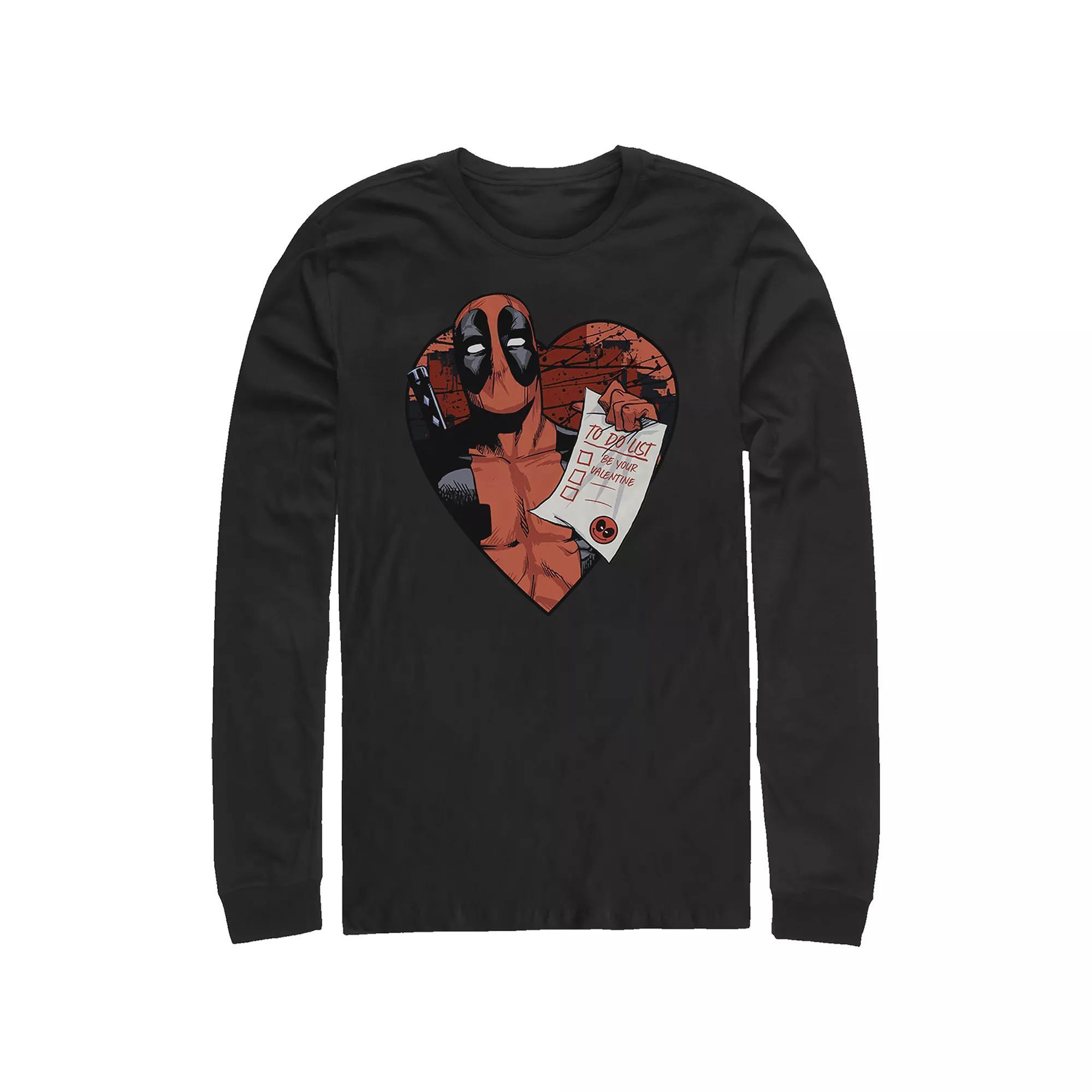 Big & Tall Marvel Deadpool Valentine's To Do List Long Sleeve Graphic Tee, Men's, Size: Large Tall, Black Product Image