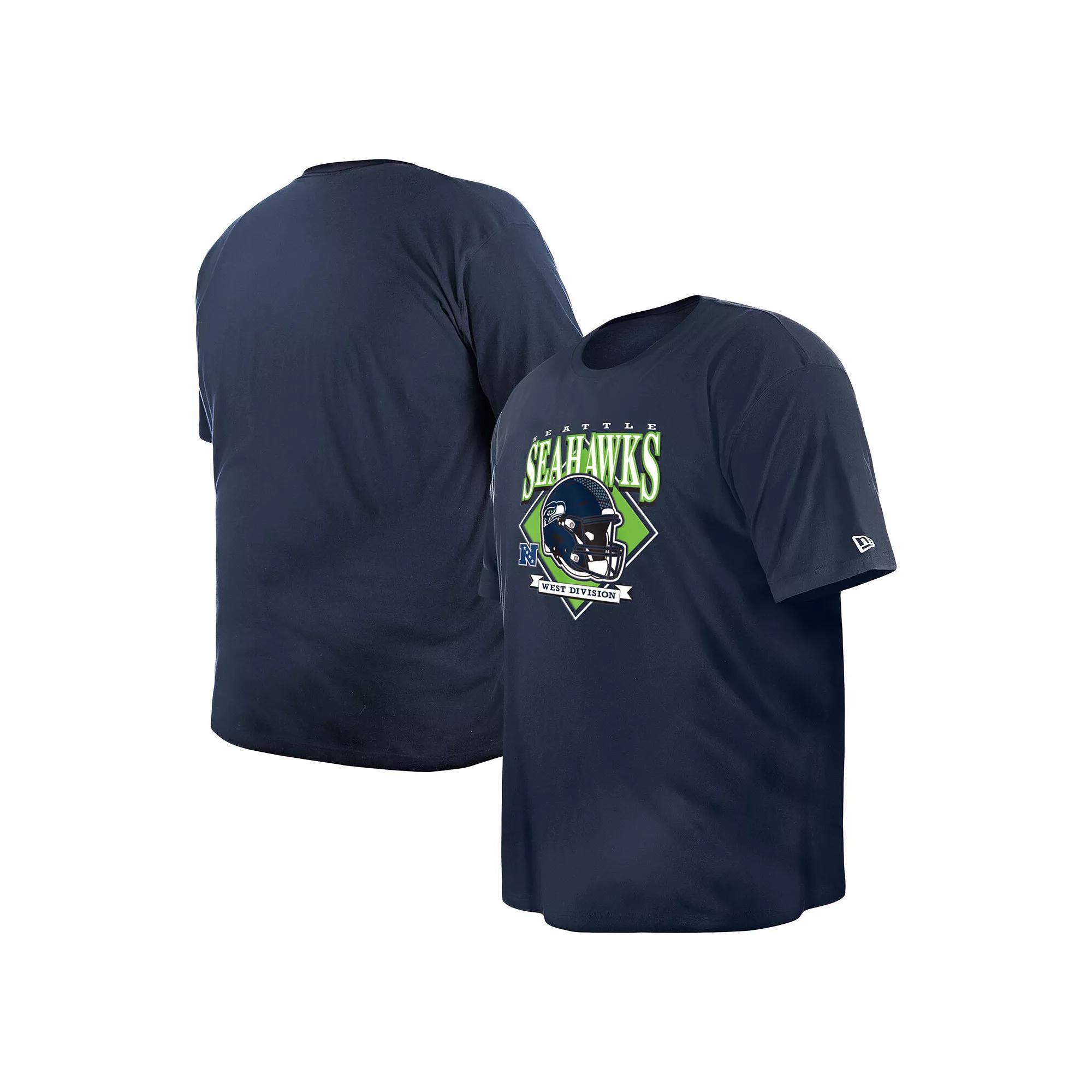 Men's New Era College Navy Seattle Seahawks Big & Tall Helmet T-Shirt, Size: 3XB, Blue Product Image