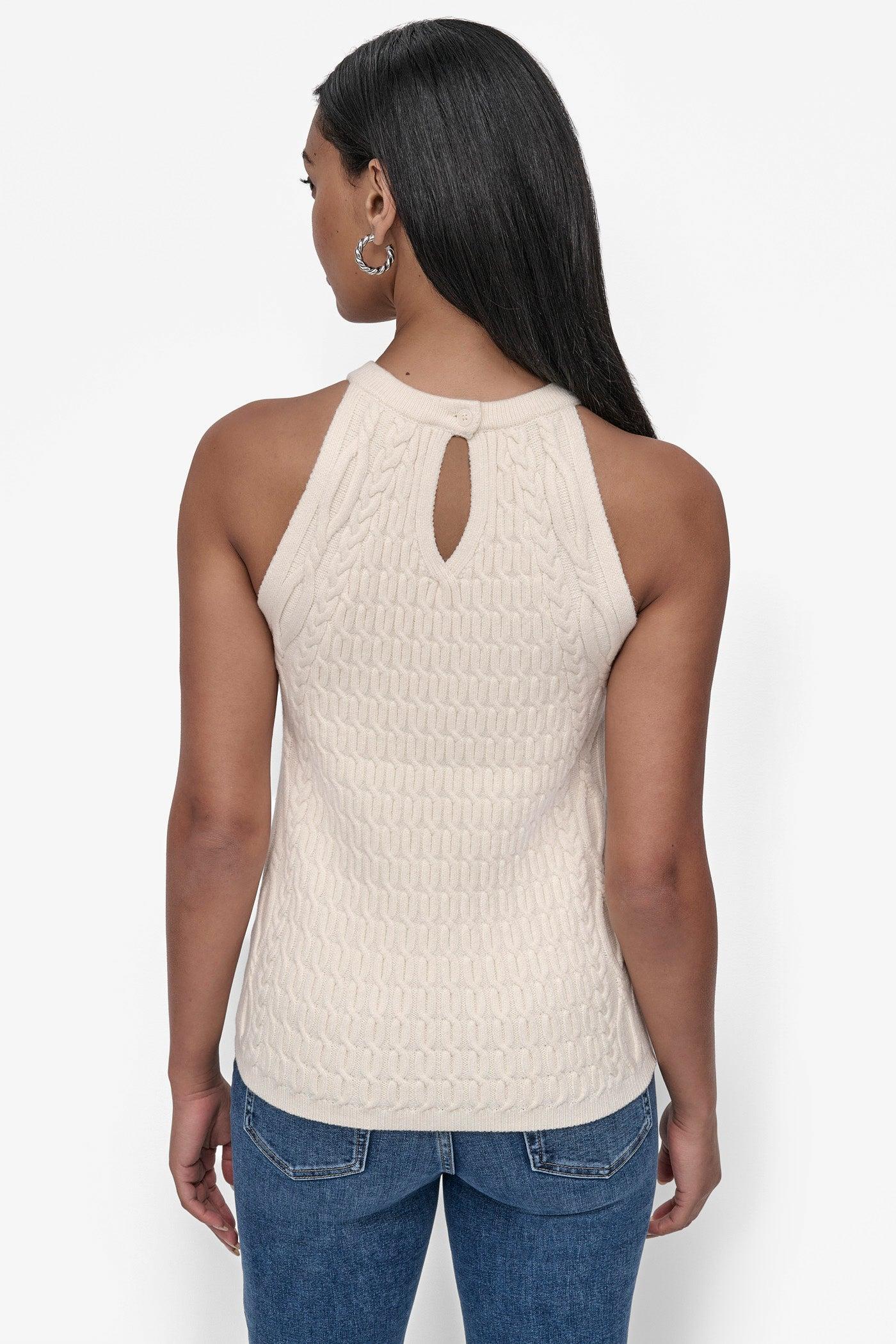 CABLE-KNIT HALTER-STYLE SWEATER Product Image