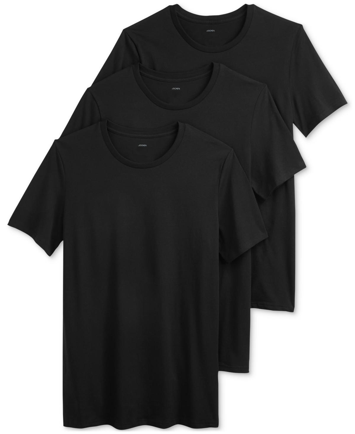Men's Jockey 3-Pack Cotton Stretch Crew Neck Undershirt, Size: XXL, Black Product Image