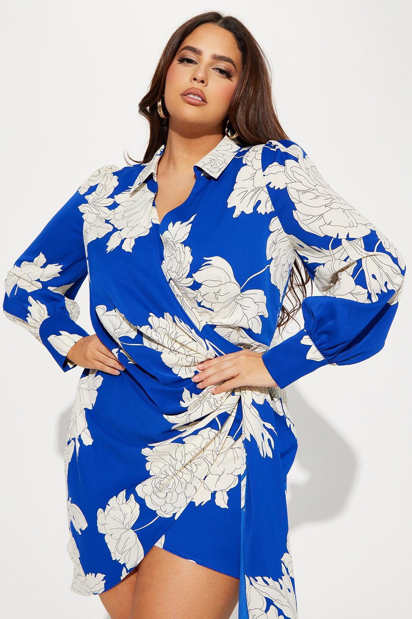 Alina Mini Dress - Royal/combo Product Image