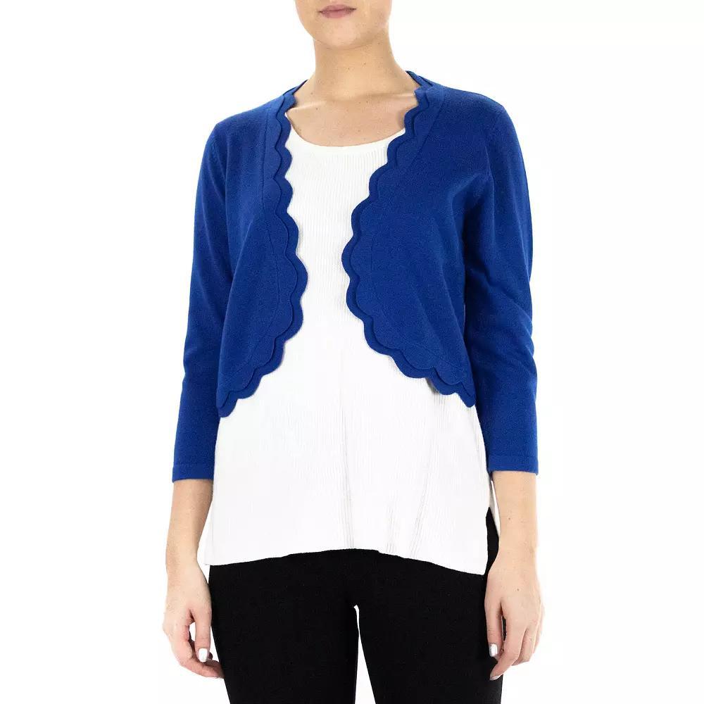 Women's Nina Leonard Scallop Trim Bolero, Size: Small, Blue Product Image