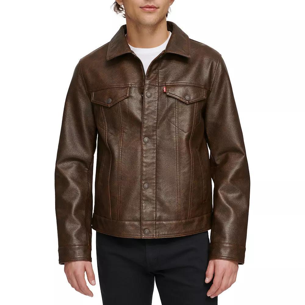 Mens Levis Faux Leather Trucker Jacket Product Image