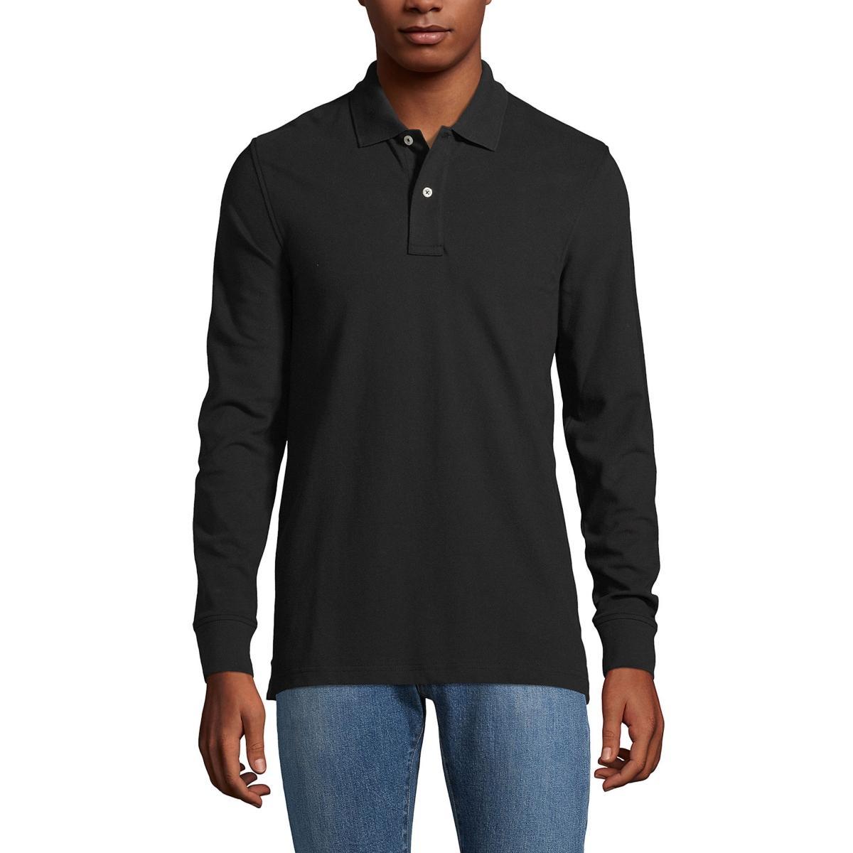 Big & Tall Lands End Long Sleeve Comfort-First Mesh Polo, Mens Evening Blue Product Image