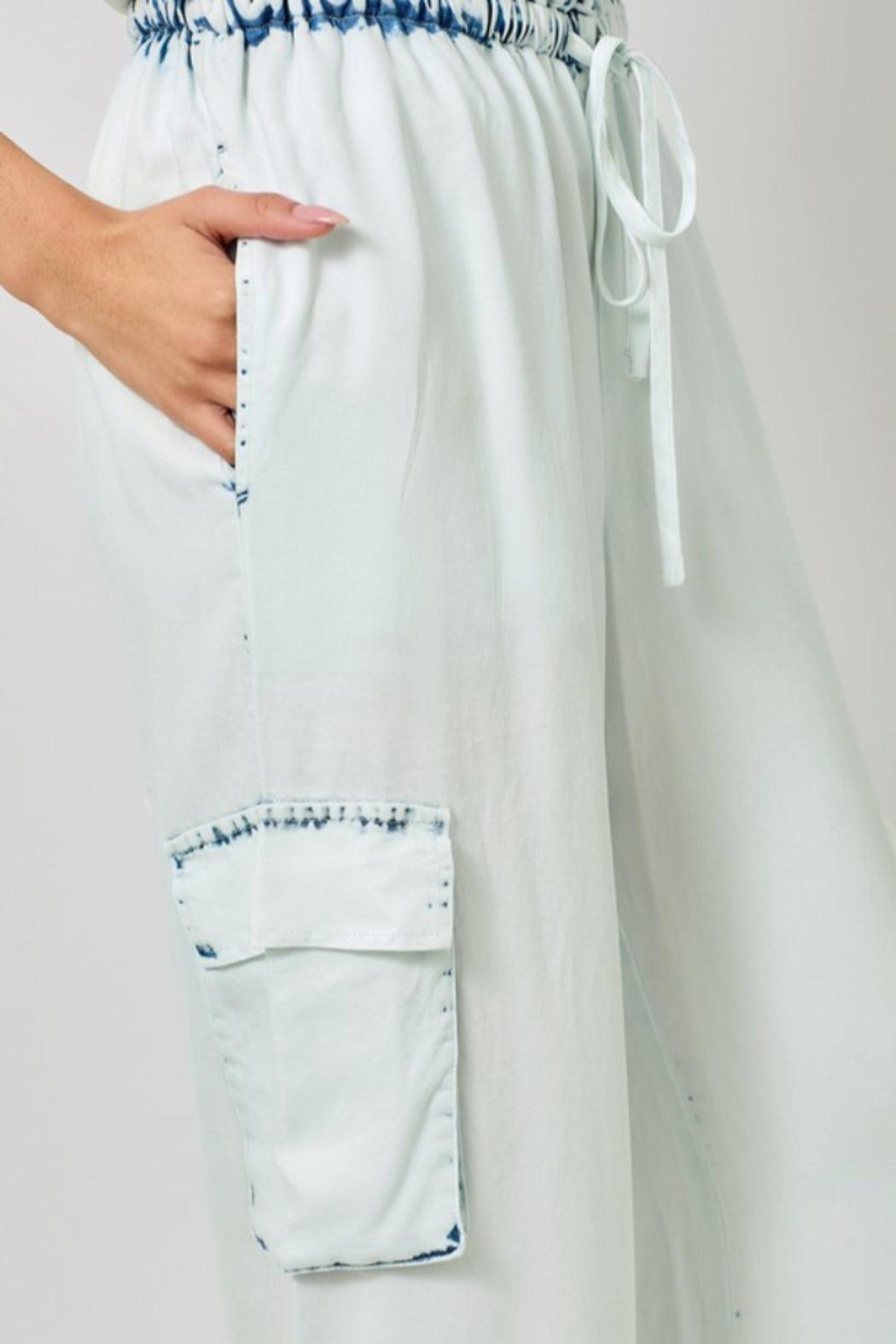 Tencel Wide Leg Cargo Pants Product Image