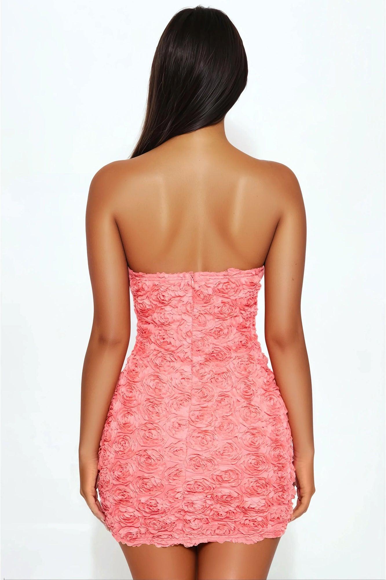 Blossom Rosette Mini Dress - Coral Product Image