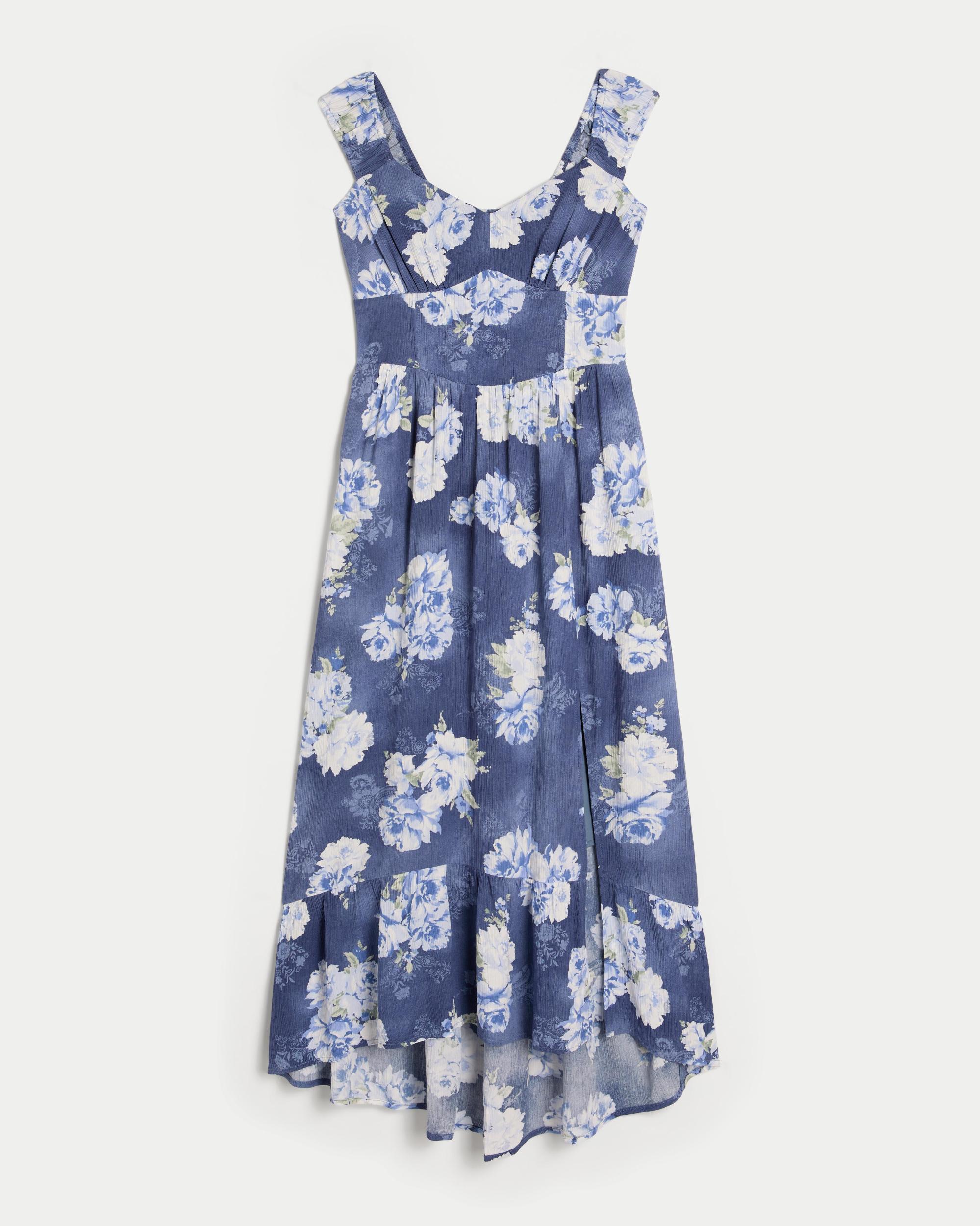 High-Low Hem Twist-Bust Midi Dress Product Image