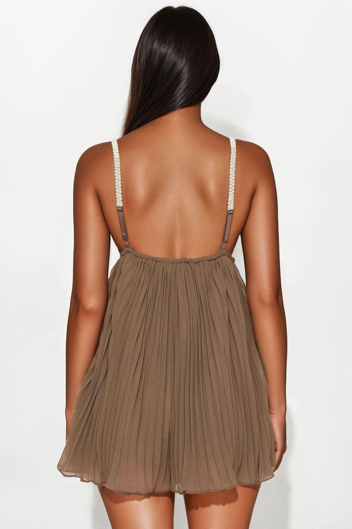 Vanya Chiffon Vacation Romper - Brown Product Image