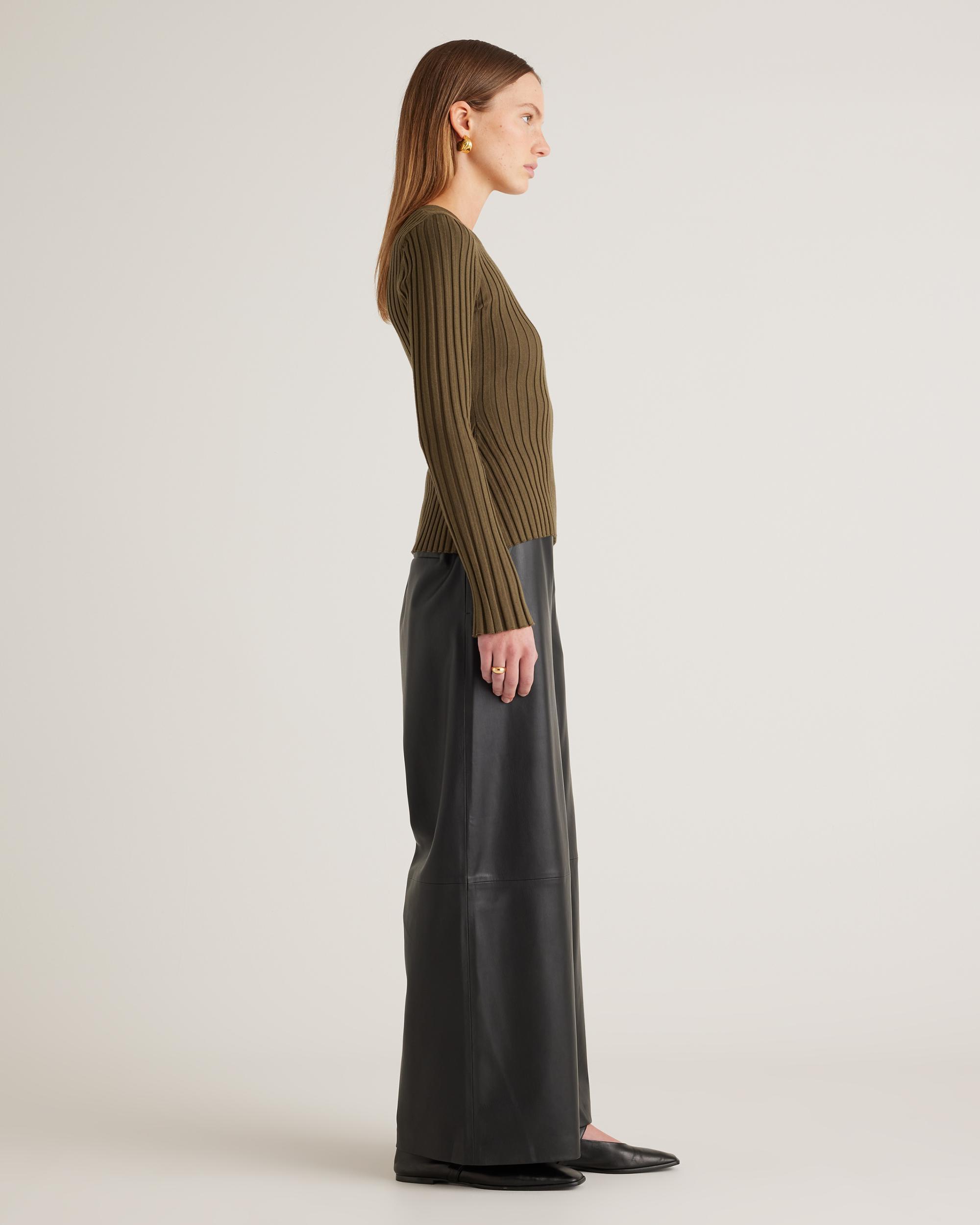 Quince | Women's Cotton Cashmere Ribbed Long Sleeve Sweater Product Image