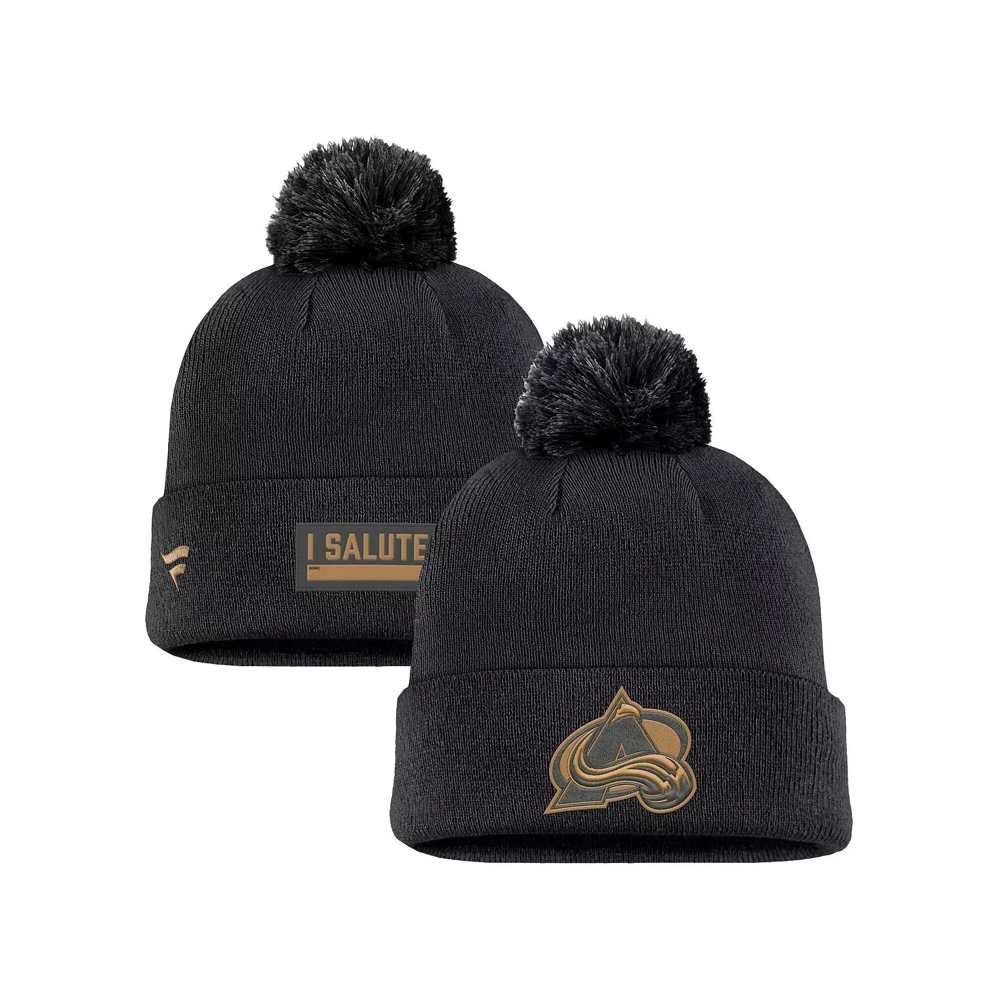 Mens Fanatics Colorado Avalanche Military Appreciation Cuffed Knit Hat with Pom Product Image