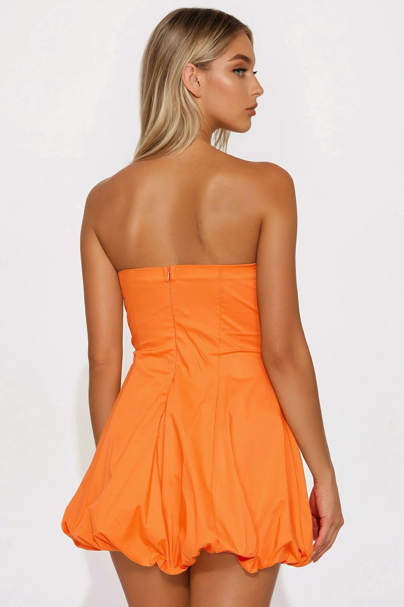 Pretty Tempting Poplin Bubble Mini Dress - Orange Product Image
