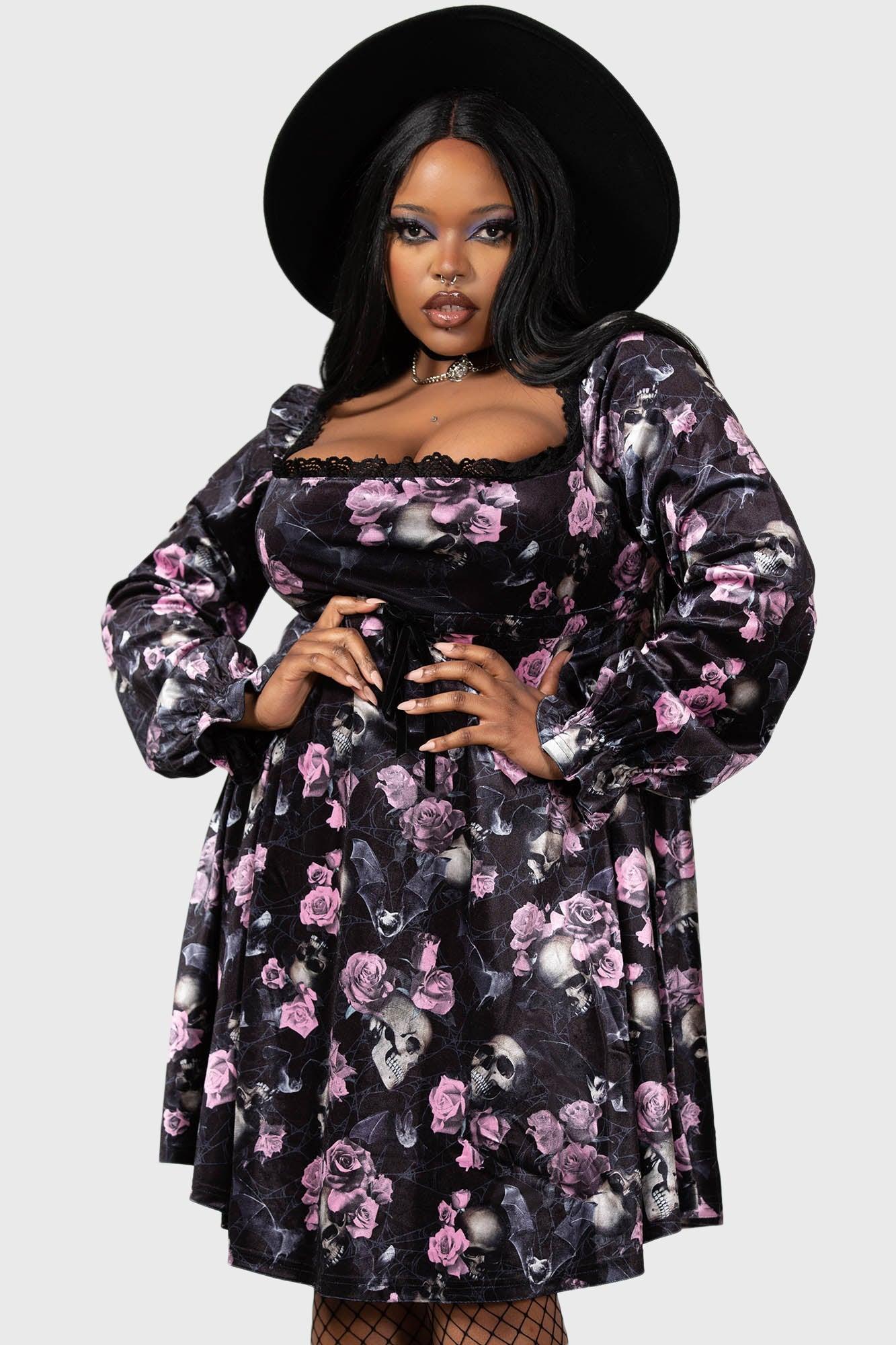 Imperia Long Sleeve Dress [BLACK/PINK] [PLUS] - Resurrect Female Product Image