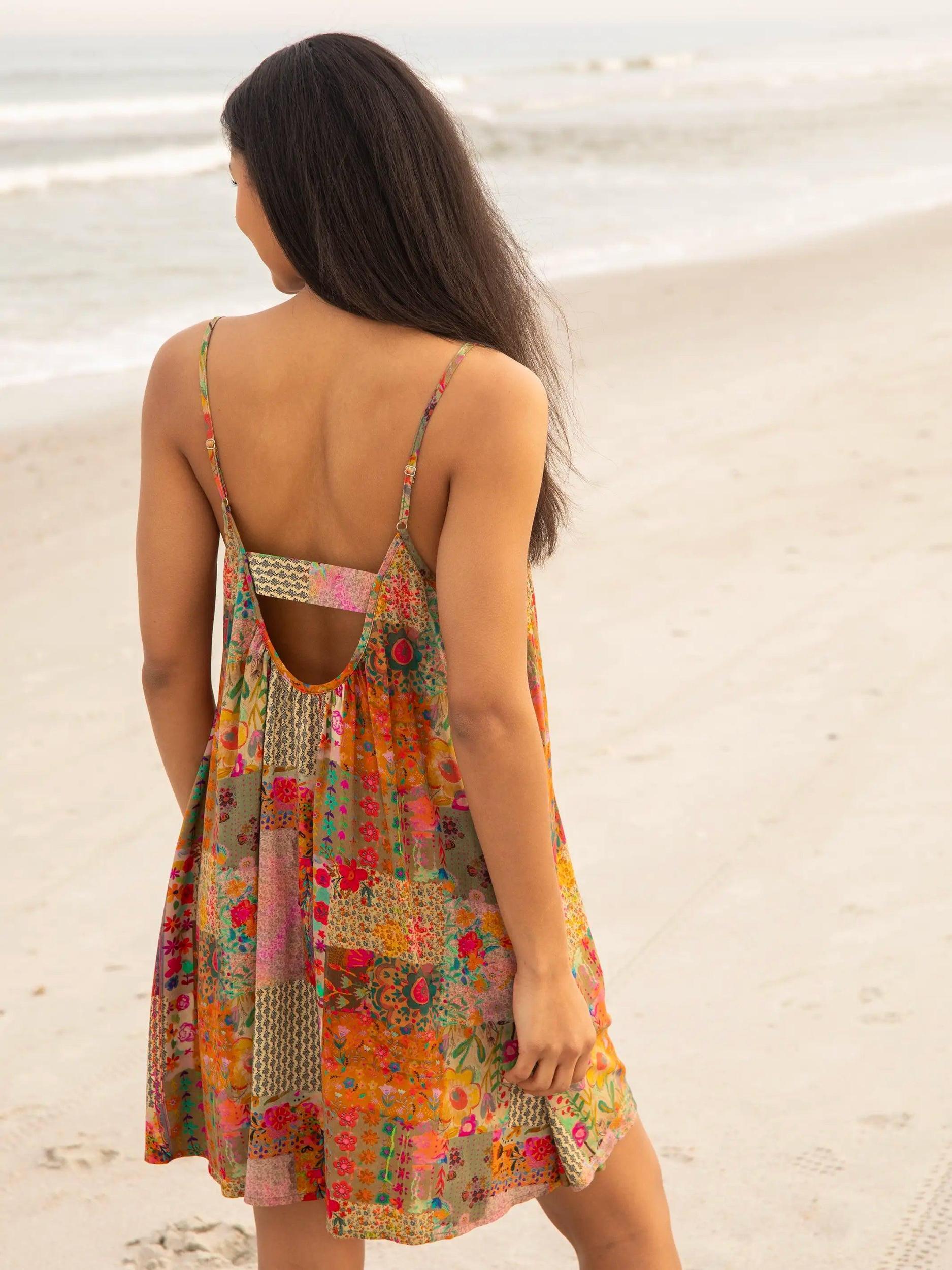 Lizzie Mini Dress - Pink Floral Patchwork Product Image