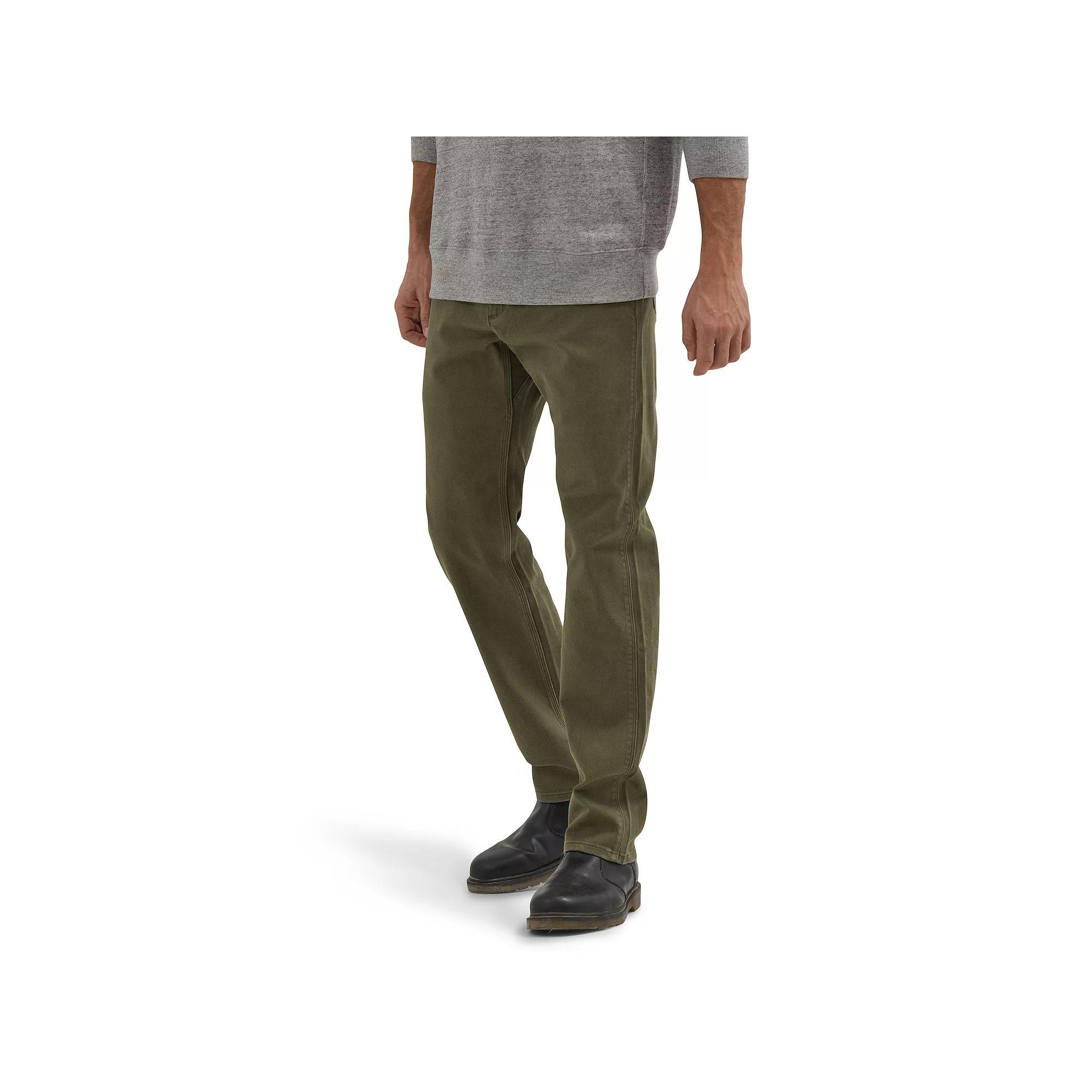 Men's Wrangler Peak Comfort Regular Fit Twill Pants, Size: 34 X 32, Olive Black Product Image