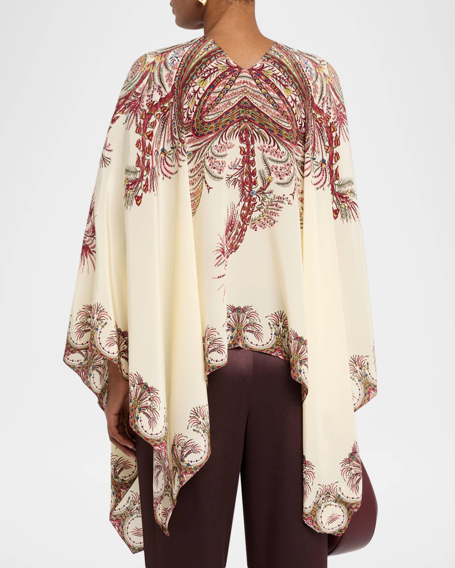 Printed Silk Poncho Product Image