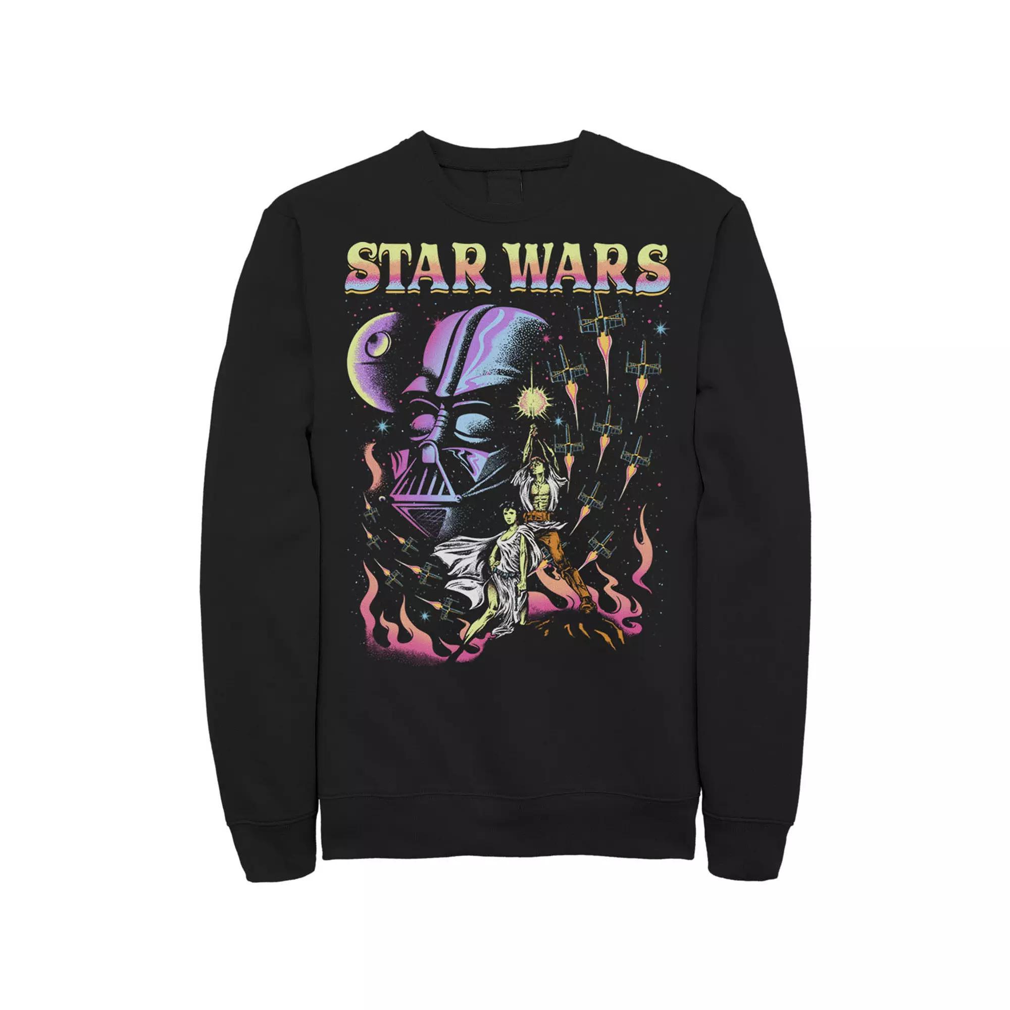 Men's Star Wars Retro Blacklight Colors Poster Sweatshirt, Size: 3XL, Kelly Product Image
