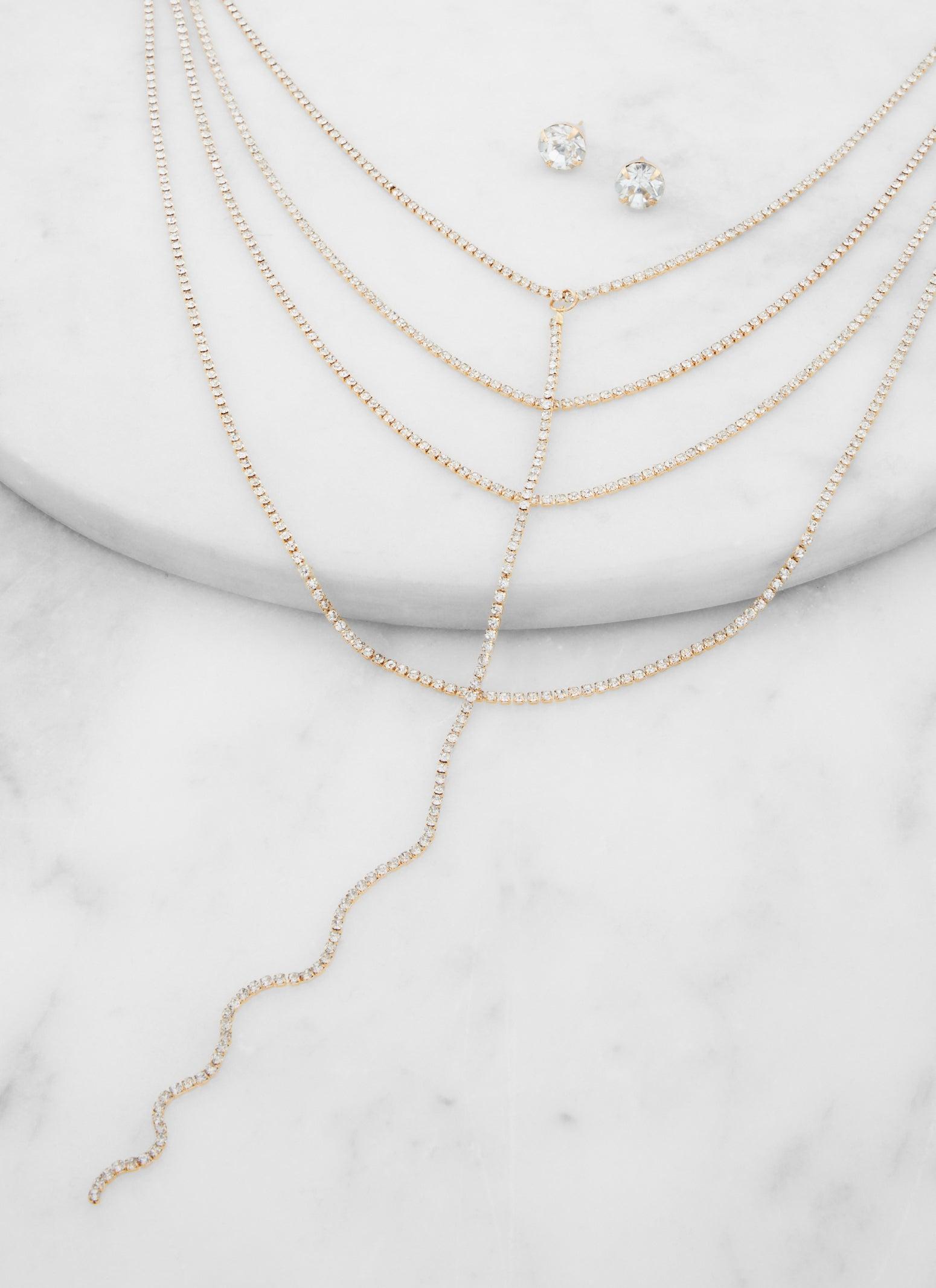 Religious Charm Layered Necklace and Drop Earrings Female Product Image