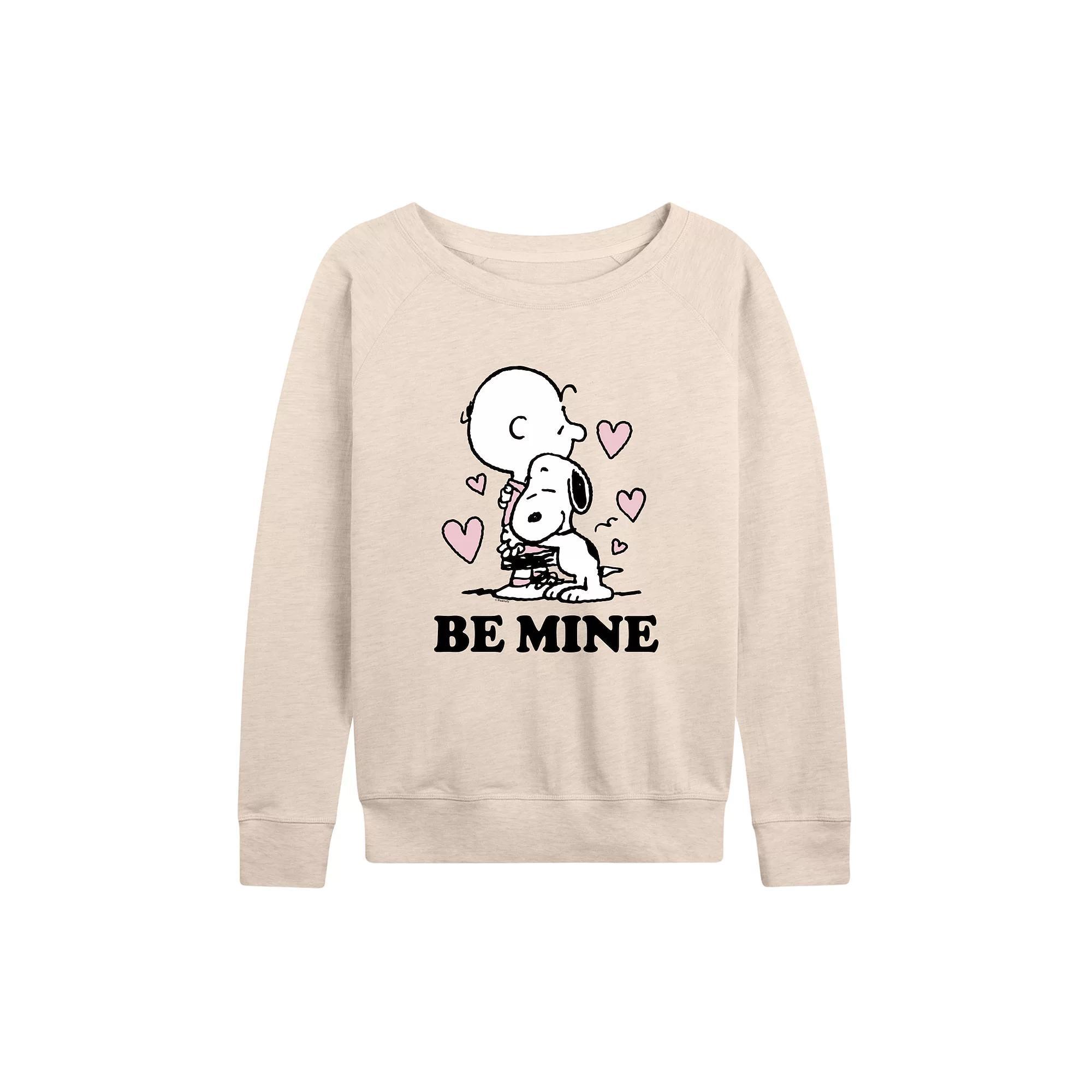 Womens Peanuts Charlie Brown & Snoopy Be Mine French Terry Long Sleeve Tee Product Image