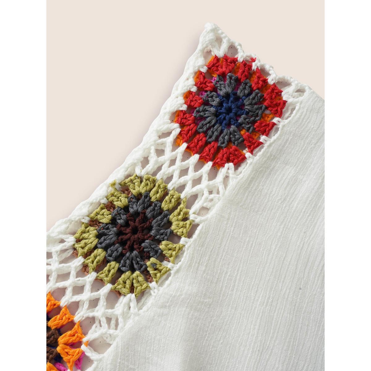 Plus Size Colored Crochet Slit Hem Swim Cover Up Women's Swimwear Originalwhite Beach Loose Crochet Curve Swim Cover Ups BloomChic 12/L Product Image