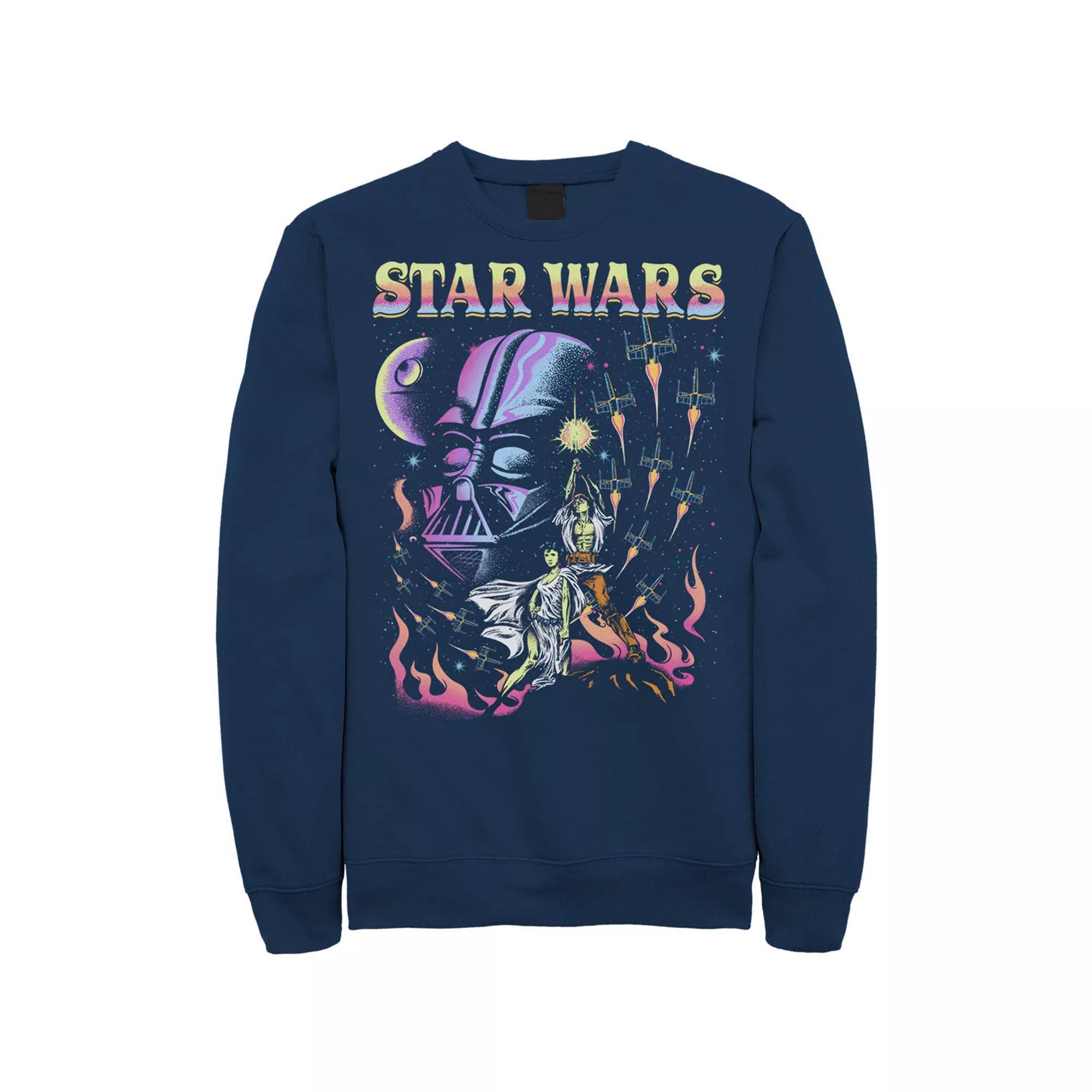 Men's Star Wars Retro Blacklight Colors Poster Sweatshirt, Size: 3XL, Kelly Product Image