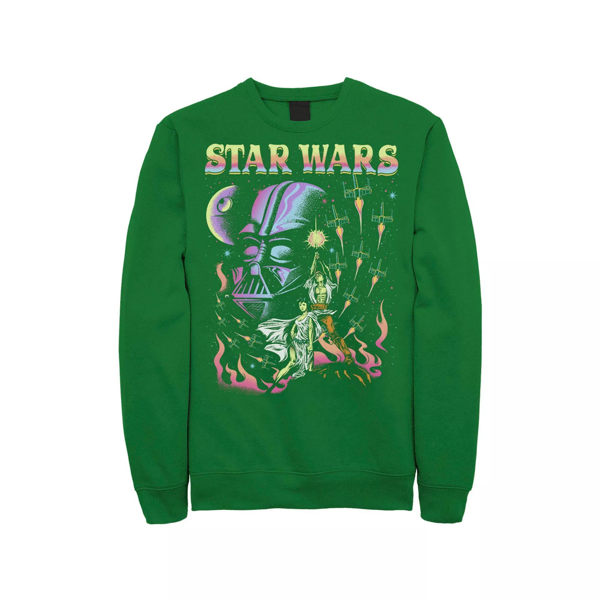 Men's Star Wars Retro Blacklight Colors Poster Sweatshirt, Size: 3XL, Kelly Product Image