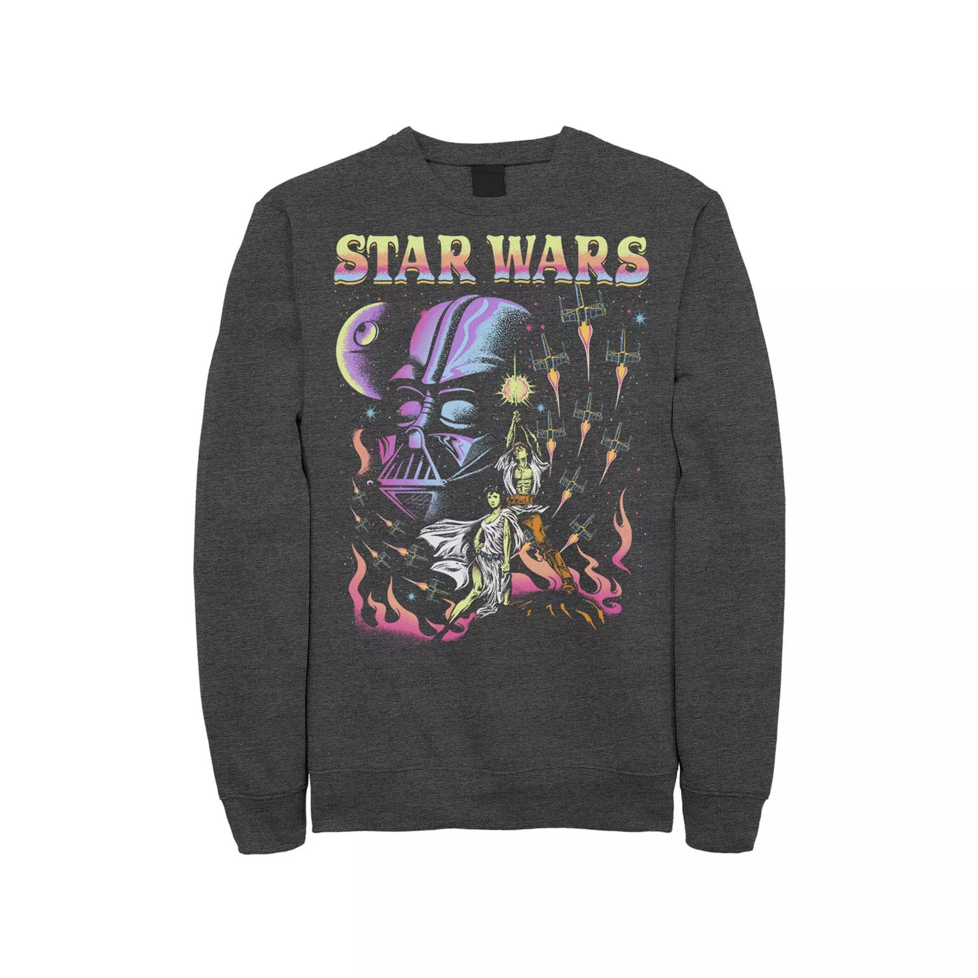 Men's Star Wars Retro Blacklight Colors Poster Sweatshirt, Size: 3XL, Kelly Product Image