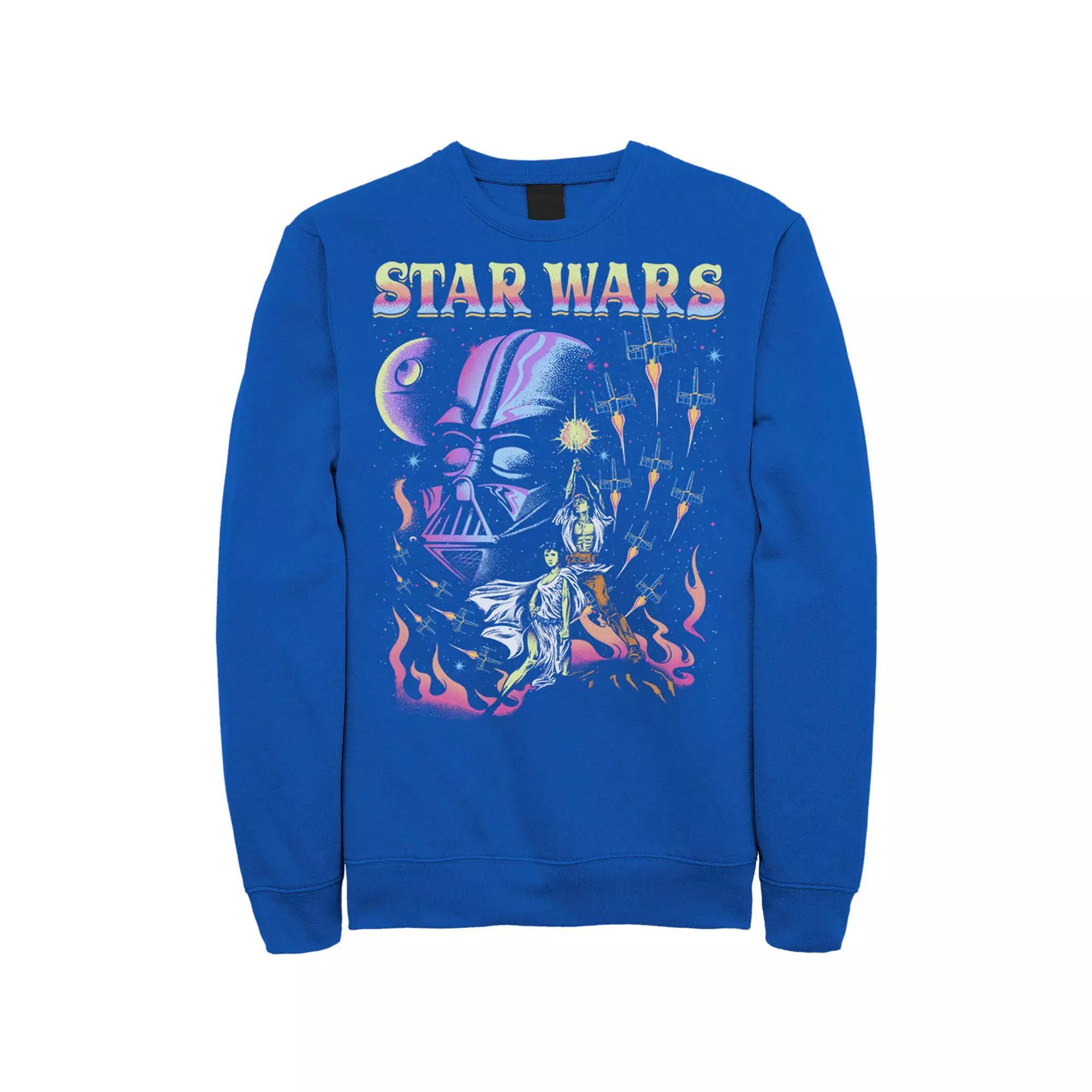 Men's Star Wars Retro Blacklight Colors Poster Sweatshirt, Size: 3XL, Kelly Product Image