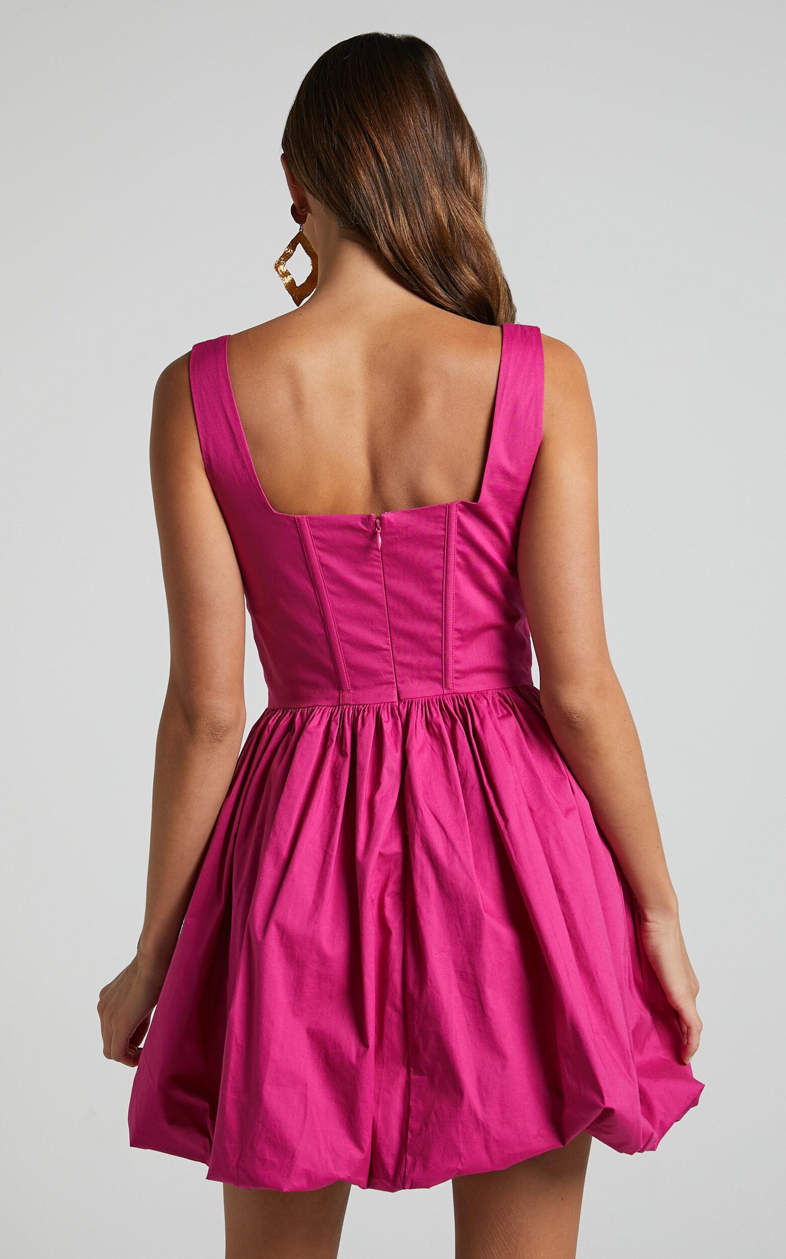 Brianda Mini Dress - Corset Bodice Bubble Hem Dress in Berry Product Image