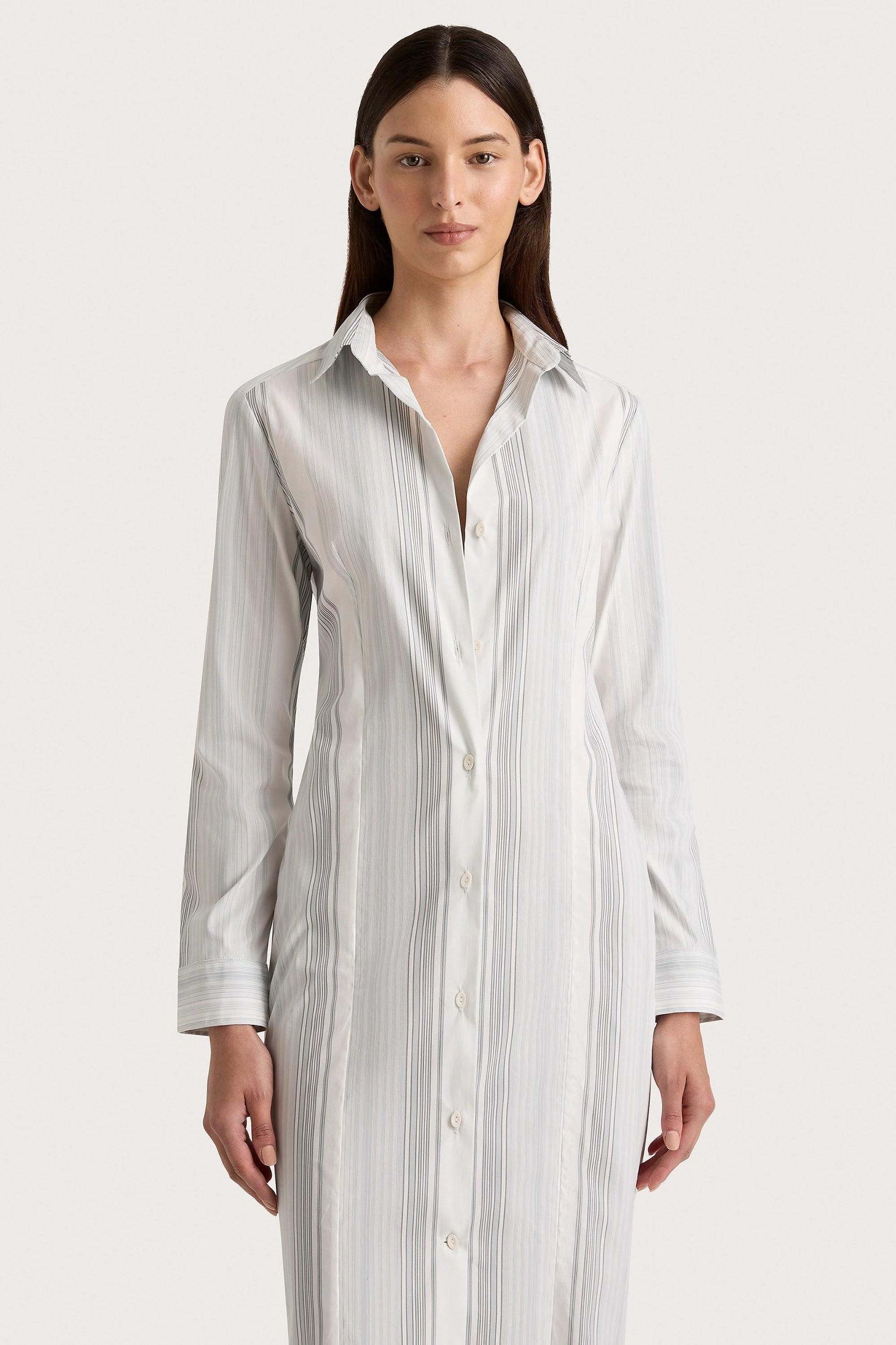En Vau Shirt Dress Striped Soft Blue Product Image