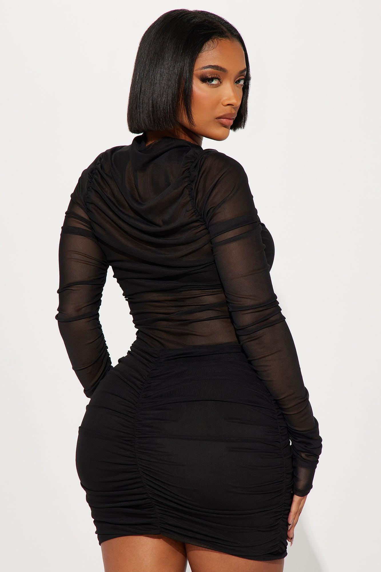 Quinn Mesh Mini Dress - Black Product Image
