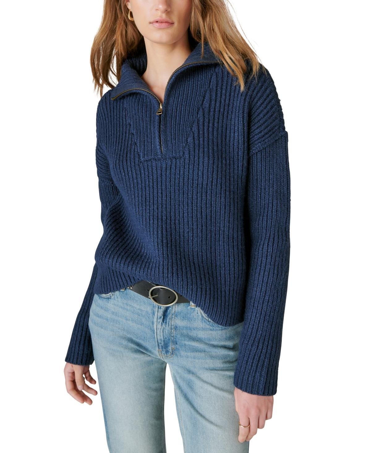 Lucky Brand 1/2 Zip Pullover Sweater (Whisper ) Women's Sweater Product Image