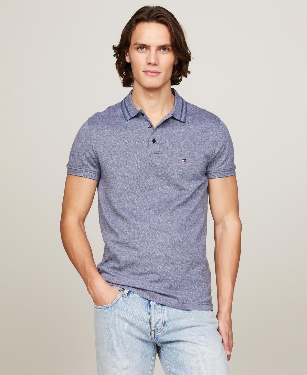 Tommy Hilfiger Mens Pretwist Mouline Slim Fit Short Sleeve Polo Shirt - Calico Product Image