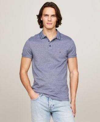 Tommy Hilfiger Mens Pretwist Mouline Slim Fit Short Sleeve Polo Shirt - Calico Product Image
