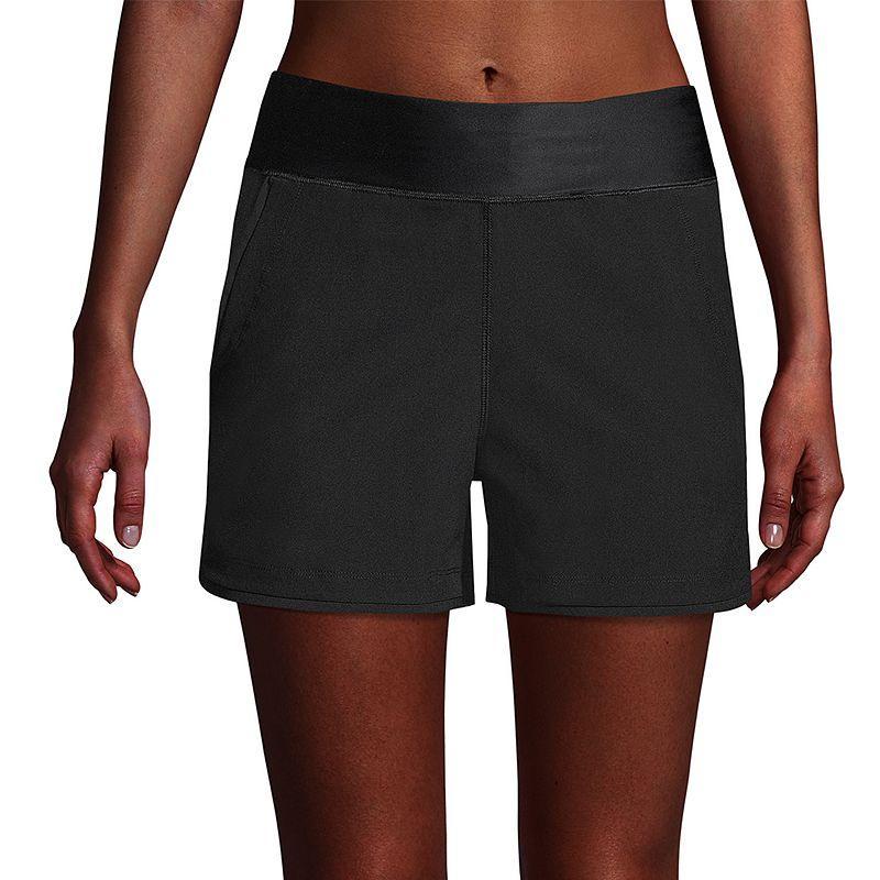 Women's Lands' End 3" Quick Dry Swim Shorts With Panty, Size: 4, Black Product Image