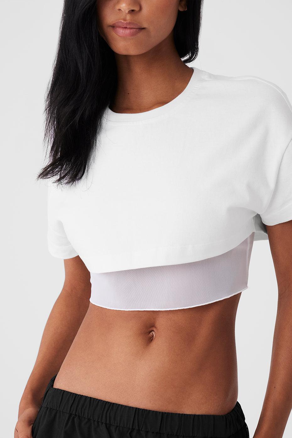 Made You Look Cropped Short Sleeve Tee - White Product Image