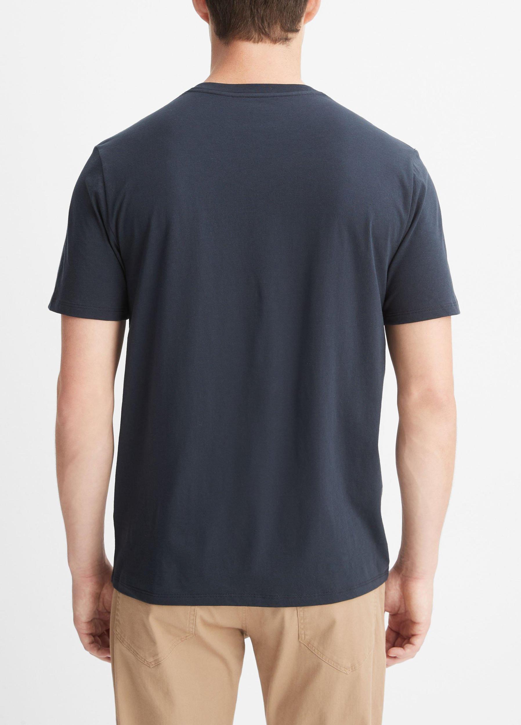 Mens Pima Cotton V-Neck T-Shirt, Heather Steel, Size XL Vince Product Image