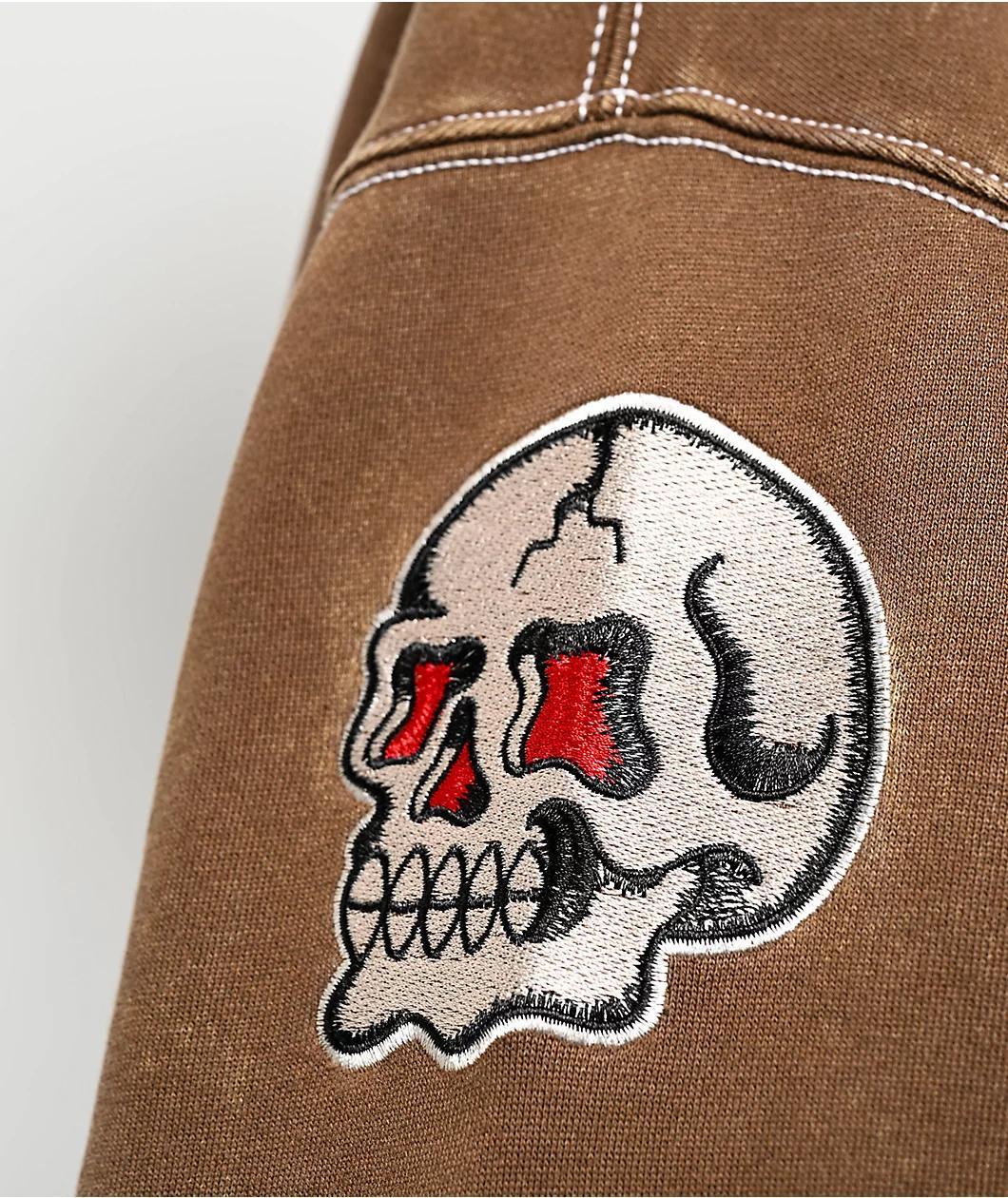 Ninth Hall Dragon Fire Brown Wash Zip Hoodie Product Image