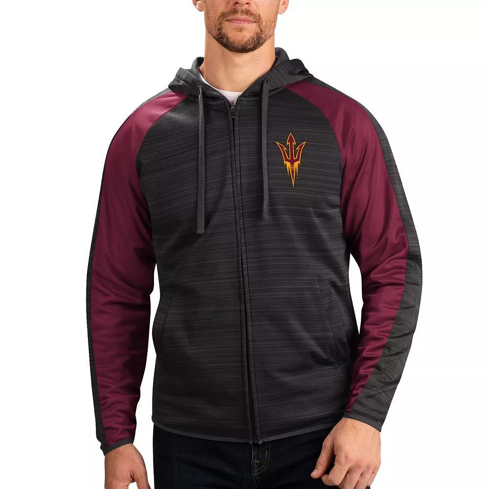 Men's G-III Sports by Carl Banks Black Arkansas Razorbacks Neutral Zone Raglan Full-Zip Track Jacket Hoodie, Size: Small Product Image